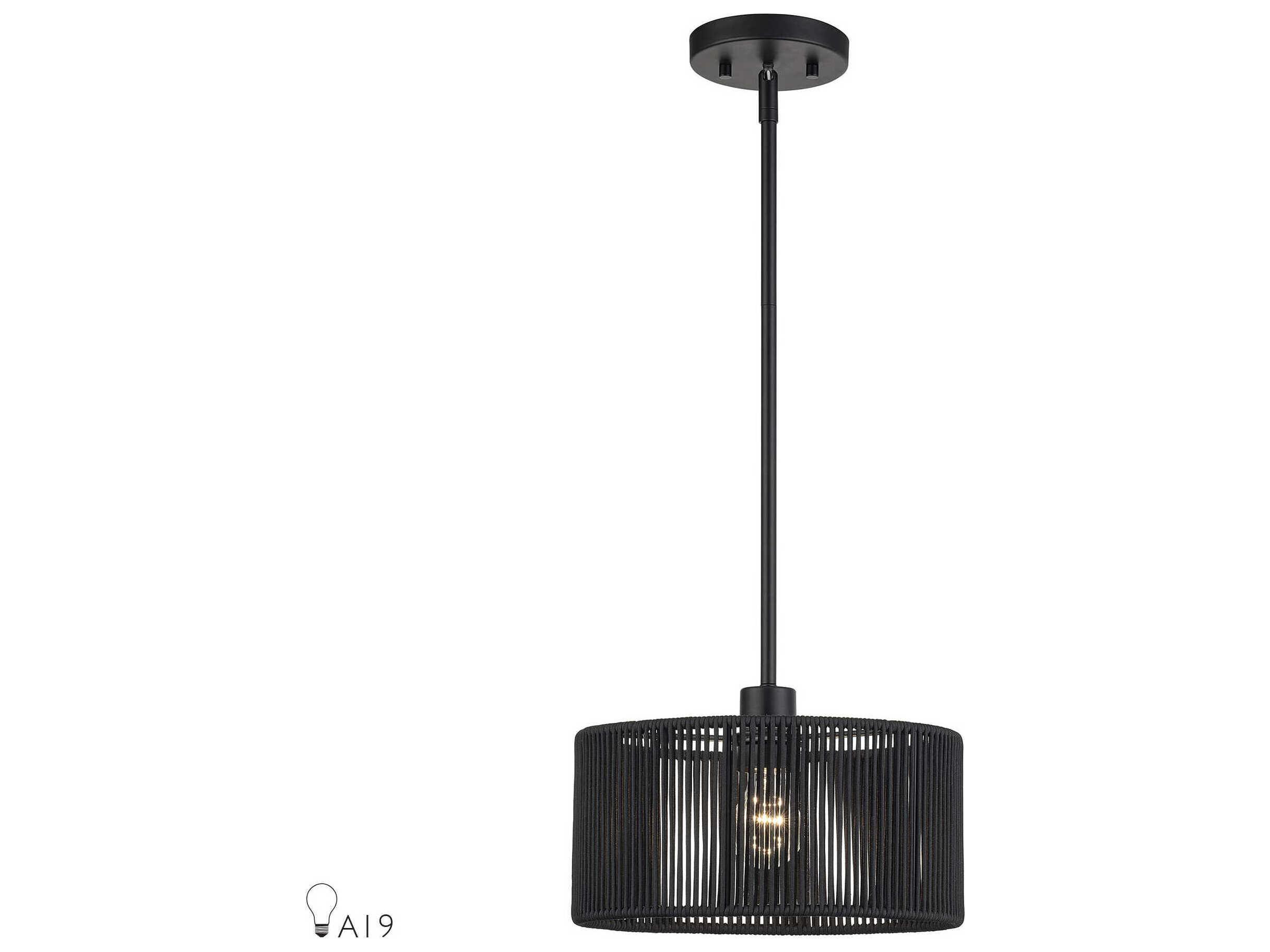 Livex Lighting Acordia 1-Light Black Drum Mini Pendant