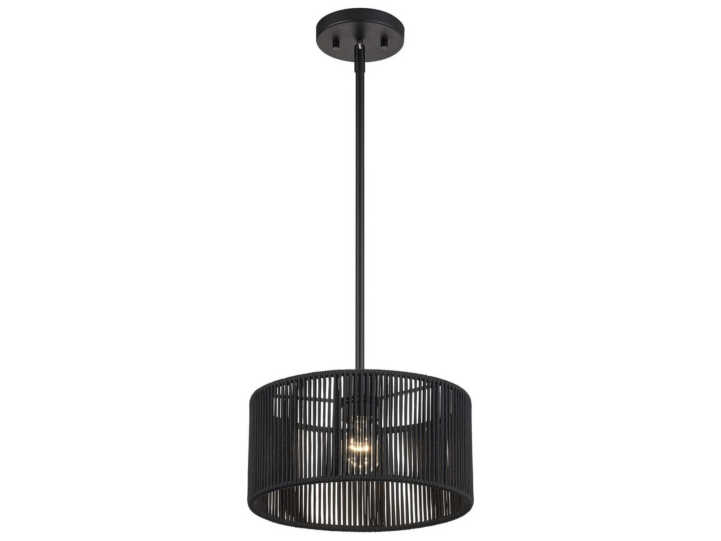 Livex Lighting Acordia 1-Light Black Drum Mini Pendant