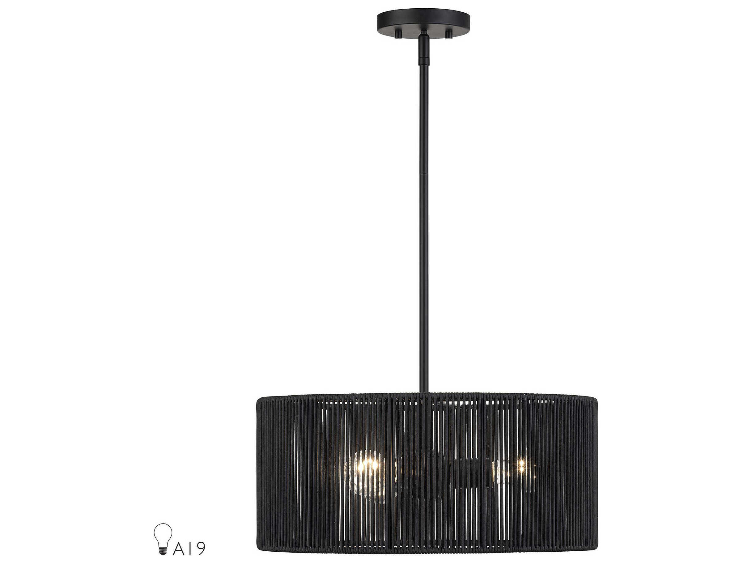 Livex Lighting Acordia 3-Light Black Drum Pendant