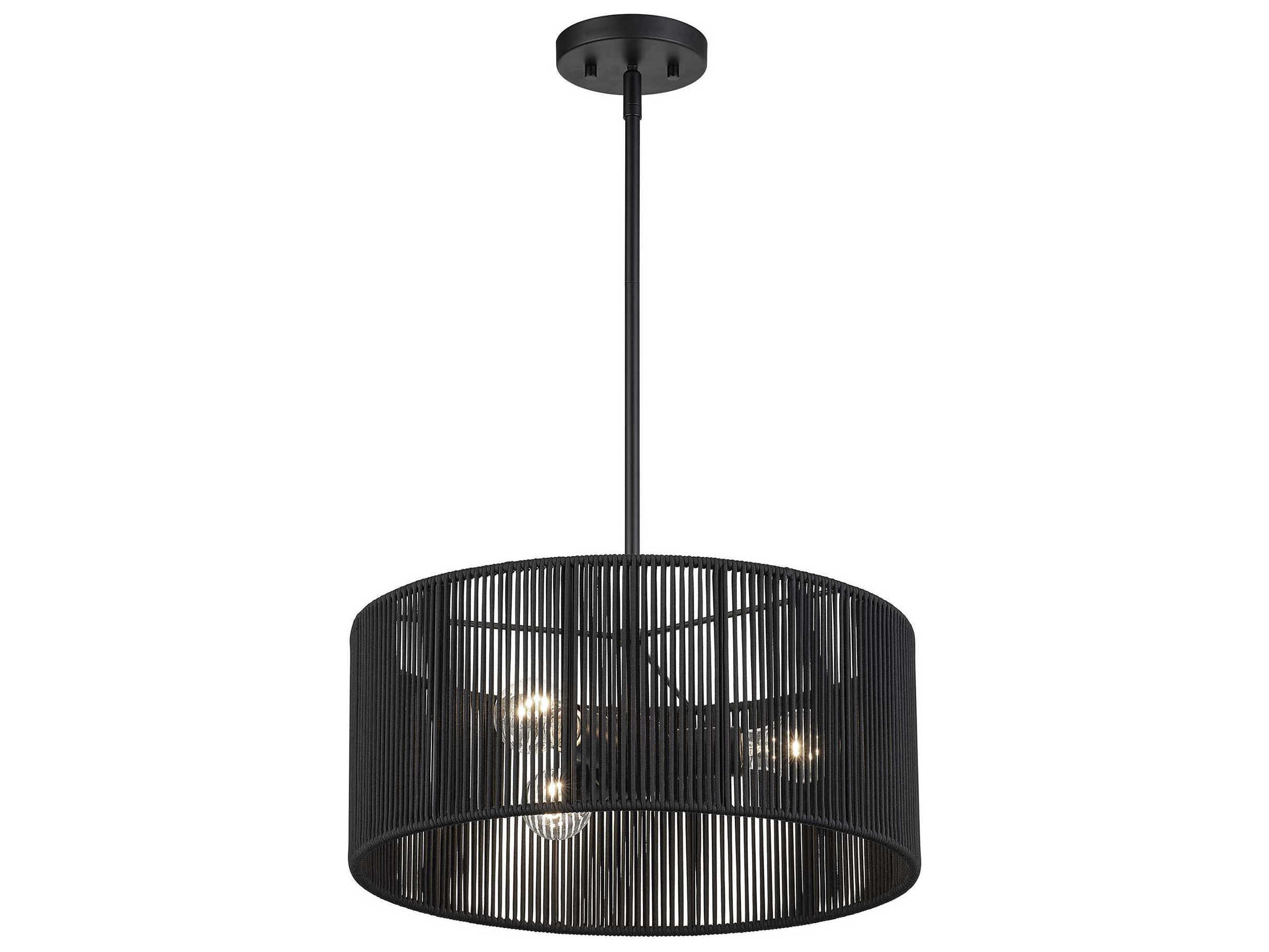 Livex Lighting Acordia 3-Light Black Drum Pendant