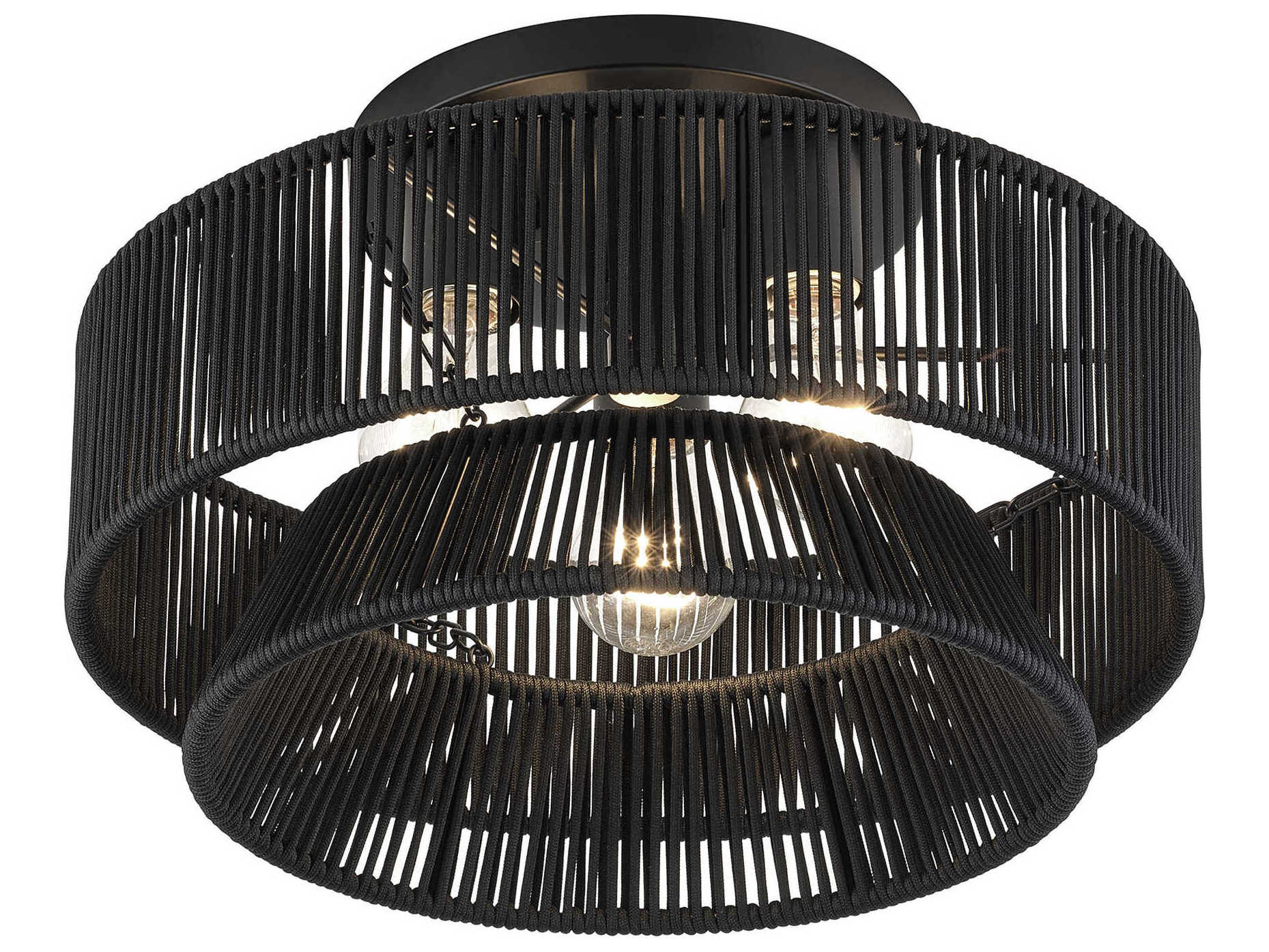Livex Lighting Florell 3-Light Black Drum Semi Flush Mount
