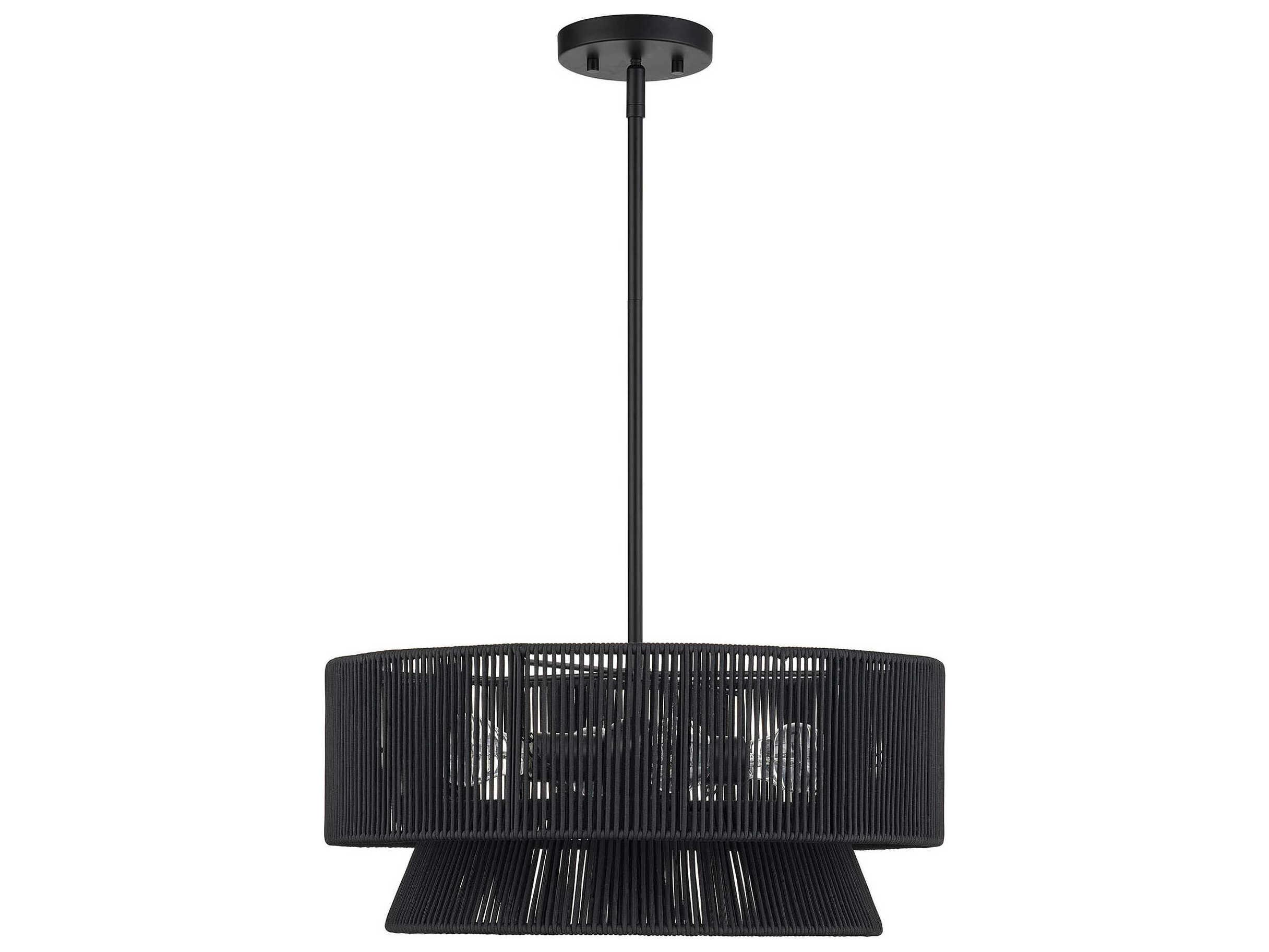 Livex Lighting Florell 4-Light Black Drum Pendant