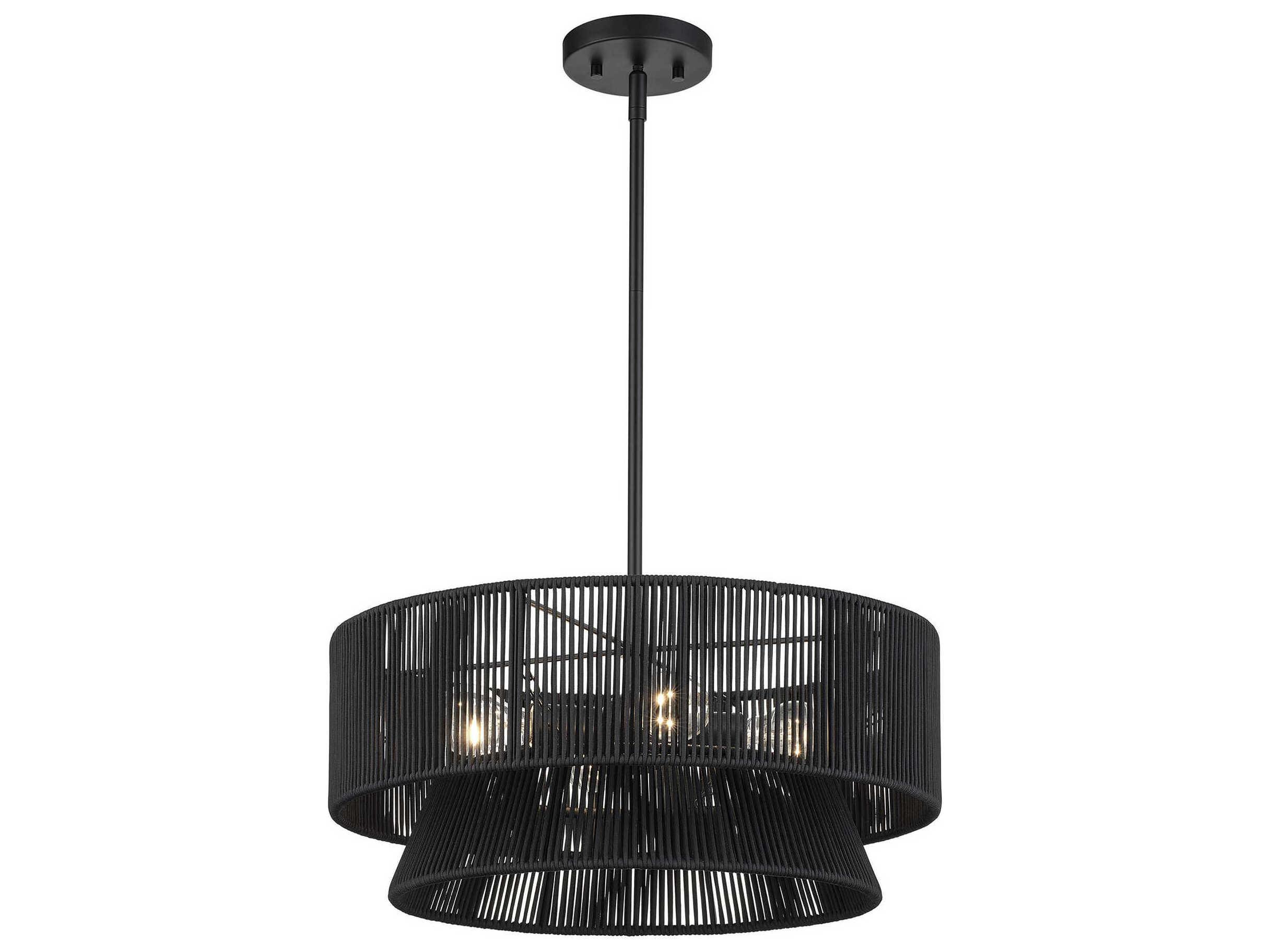 Livex Lighting Florell 4-Light Black Drum Pendant