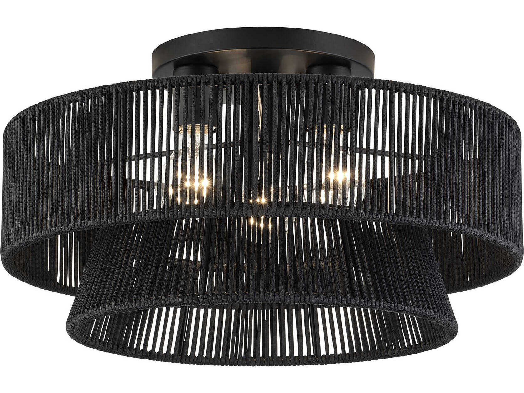 Livex Lighting Florell 3-Light Black Drum Semi Flush Mount