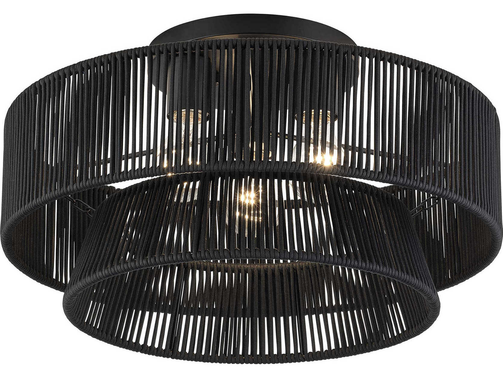 Livex Lighting Florell 3-Light Black Drum Semi Flush Mount
