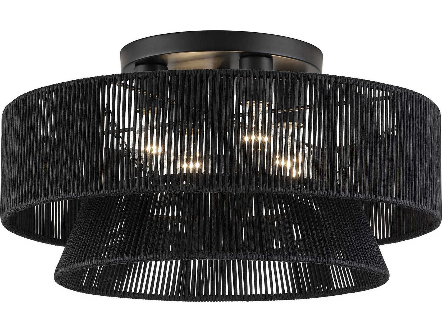 Livex Lighting Florell 4-Light Black Drum Semi Flush Mount