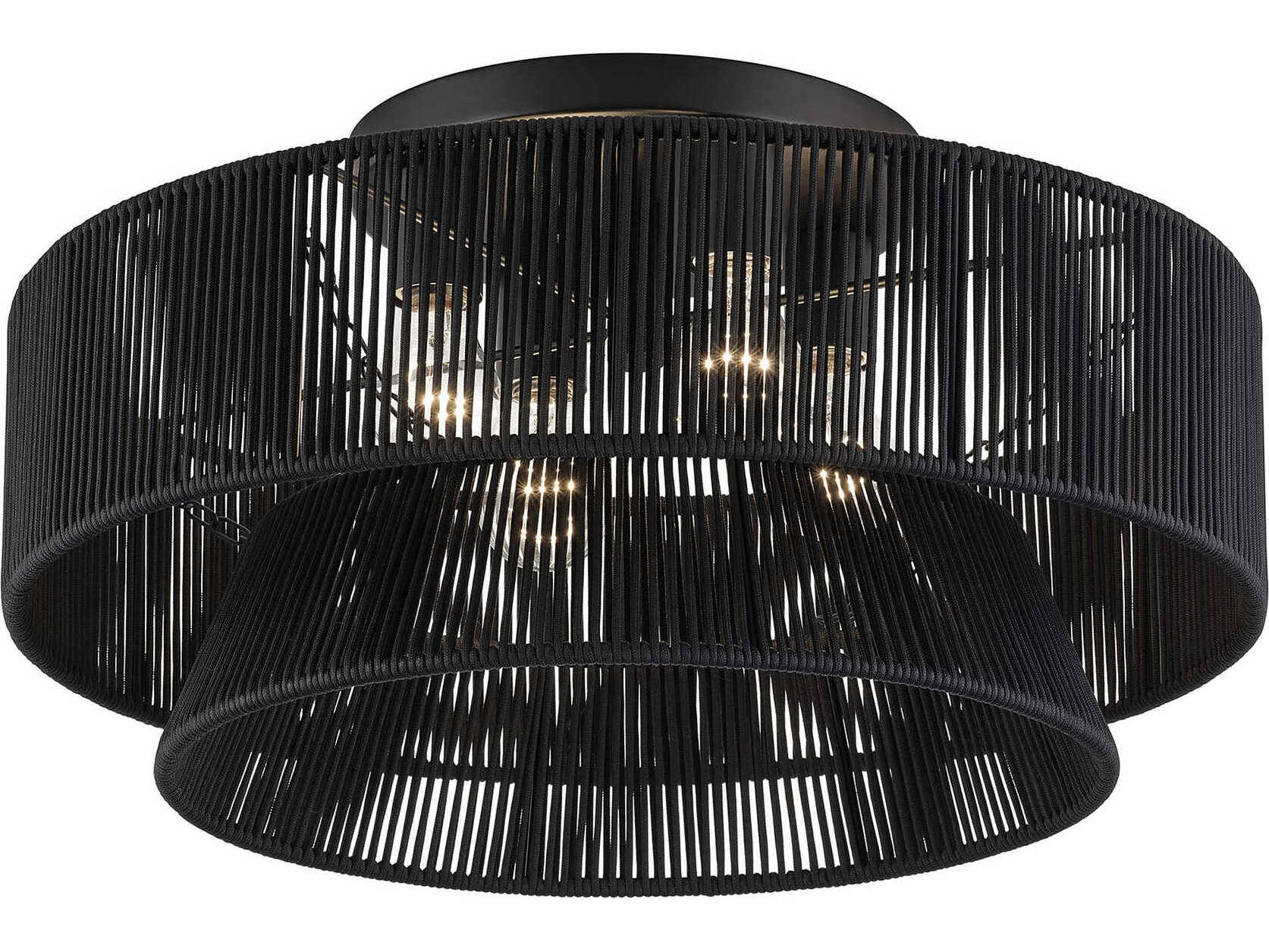 Livex Lighting Florell 4-Light Black Drum Semi Flush Mount