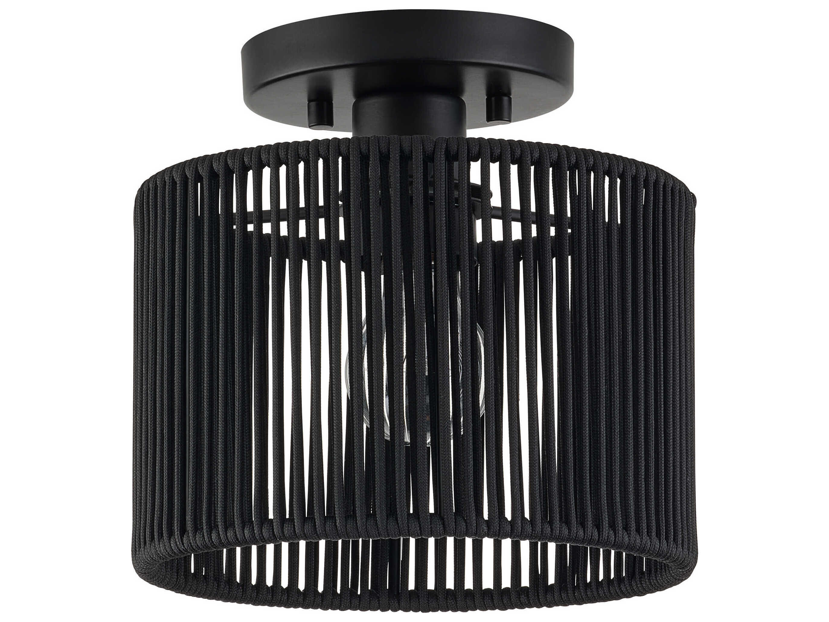 Livex Lighting Acordia 1-Light Black Round Semi Flush Mount