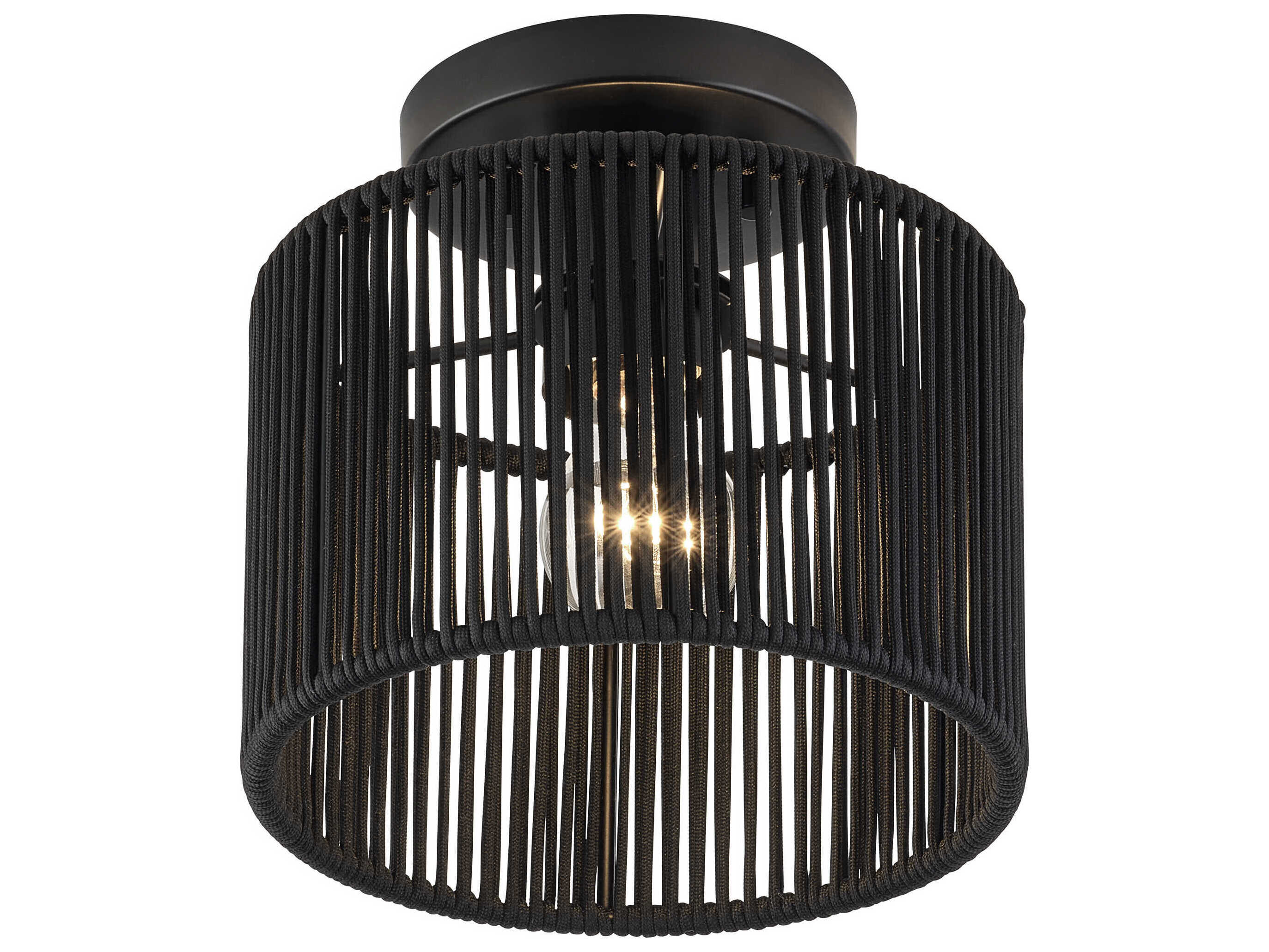 Livex Lighting Acordia 1-Light Black Round Semi Flush Mount