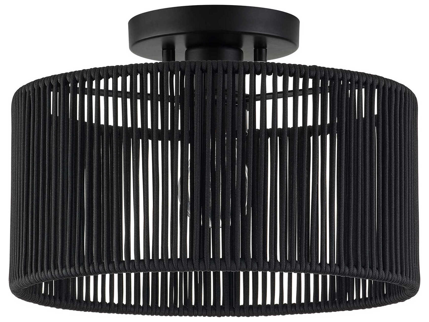 Livex Lighting Acordia 1-Light Black Round Semi Flush Mount