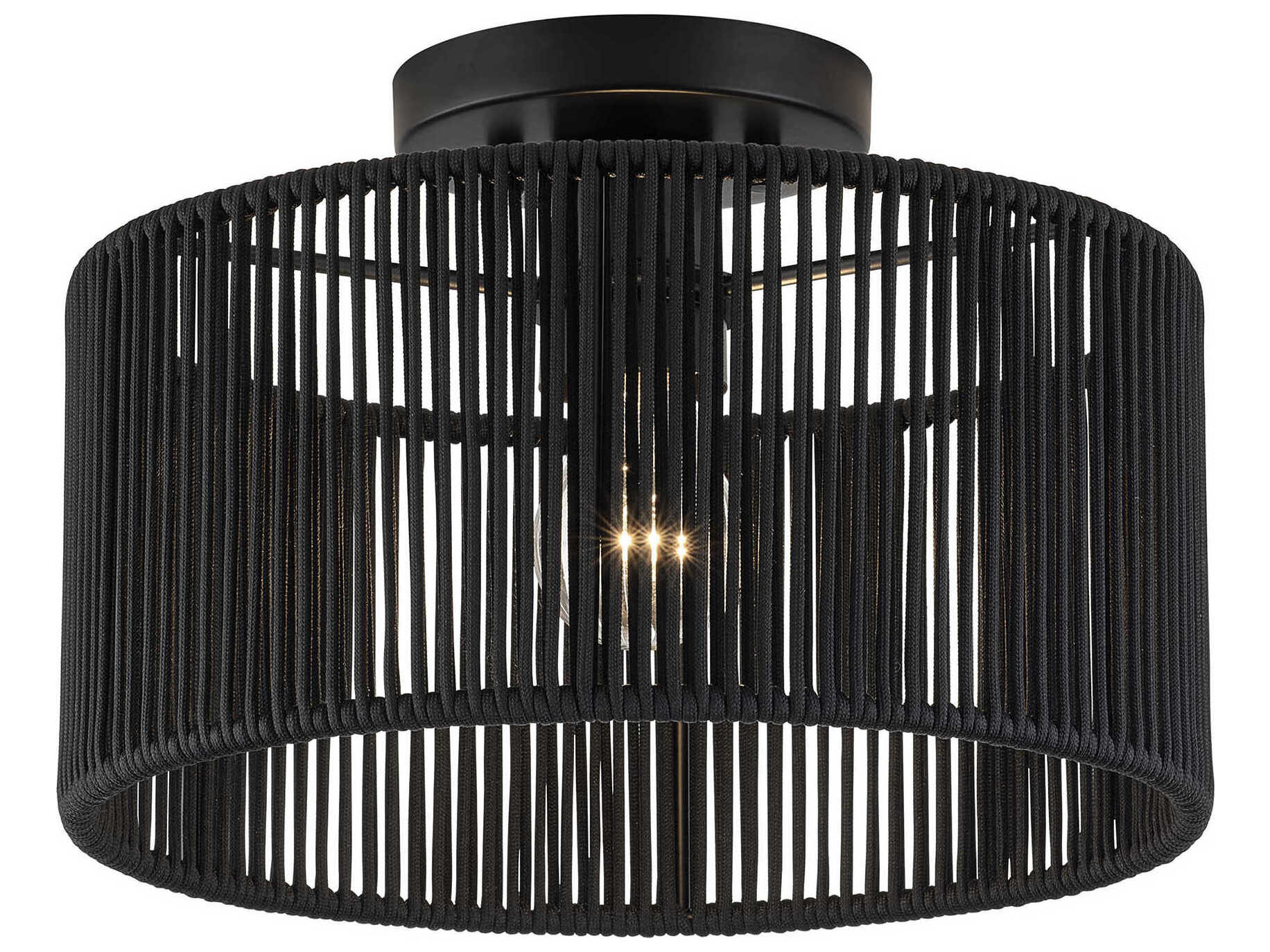 Livex Lighting Acordia 1-Light Black Round Semi Flush Mount
