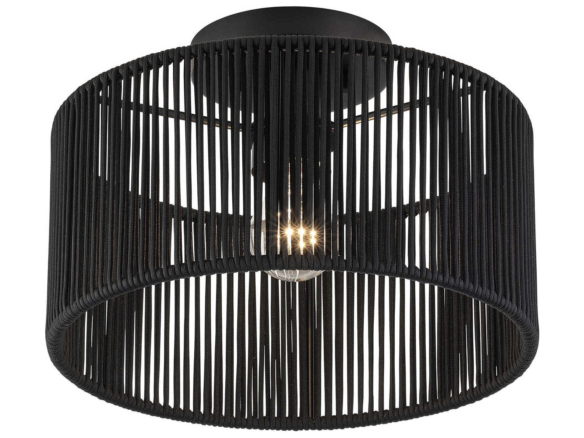 Livex Lighting Acordia 1-Light Black Round Semi Flush Mount