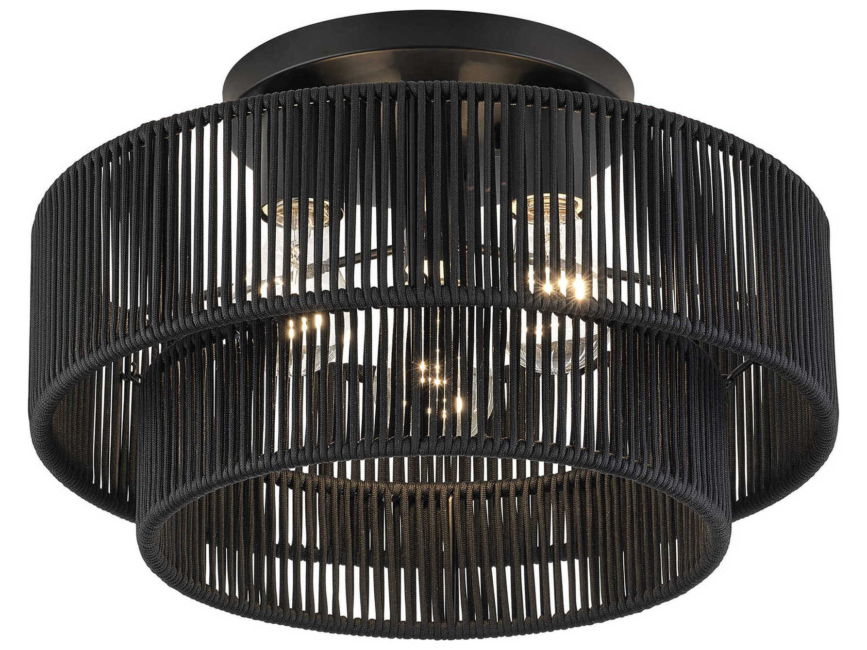 Livex Lighting Acordia 3-Light Black Round Semi Flush Mount