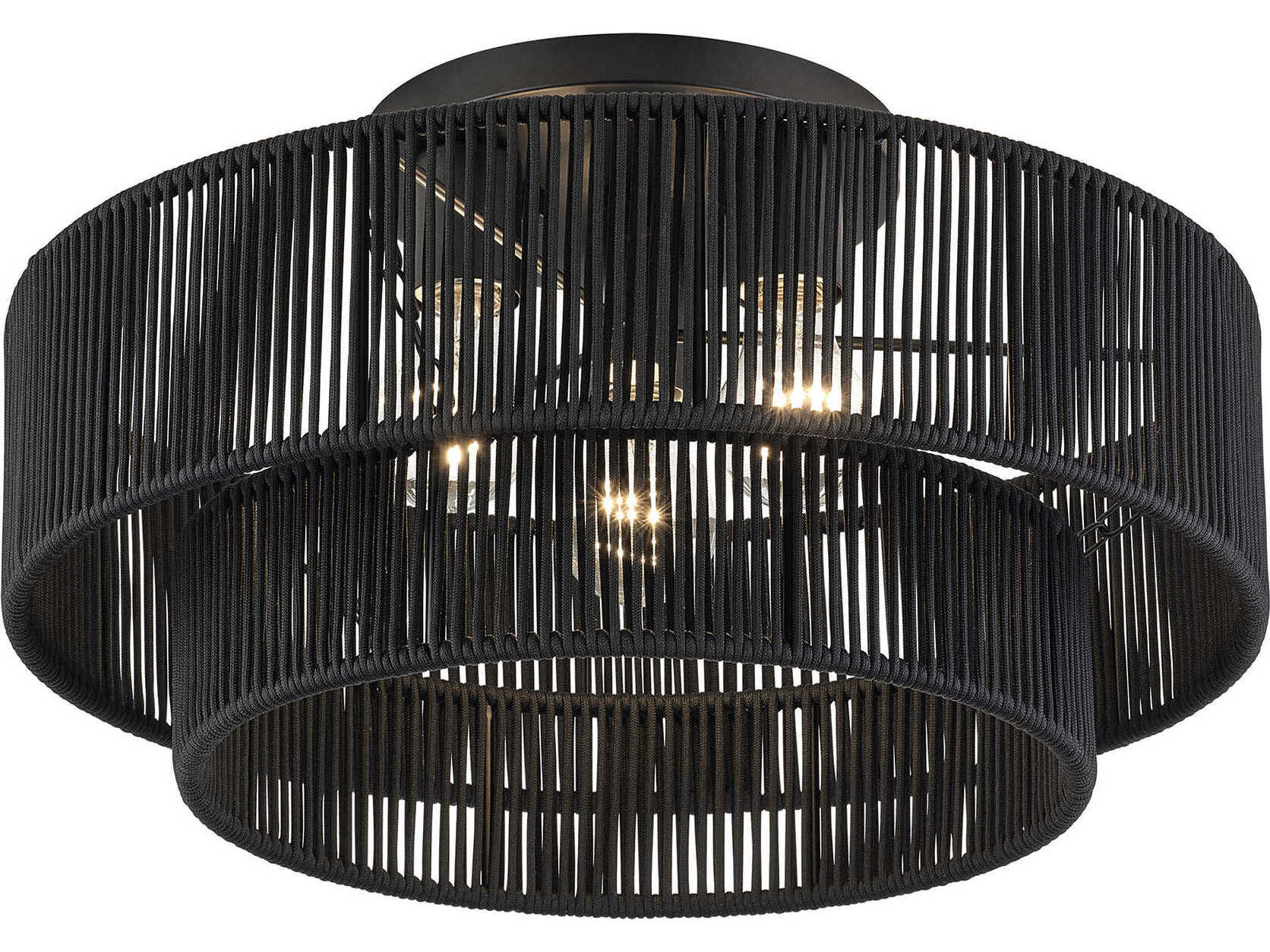 Livex Lighting Acordia 3-Light Black Round Semi Flush Mount