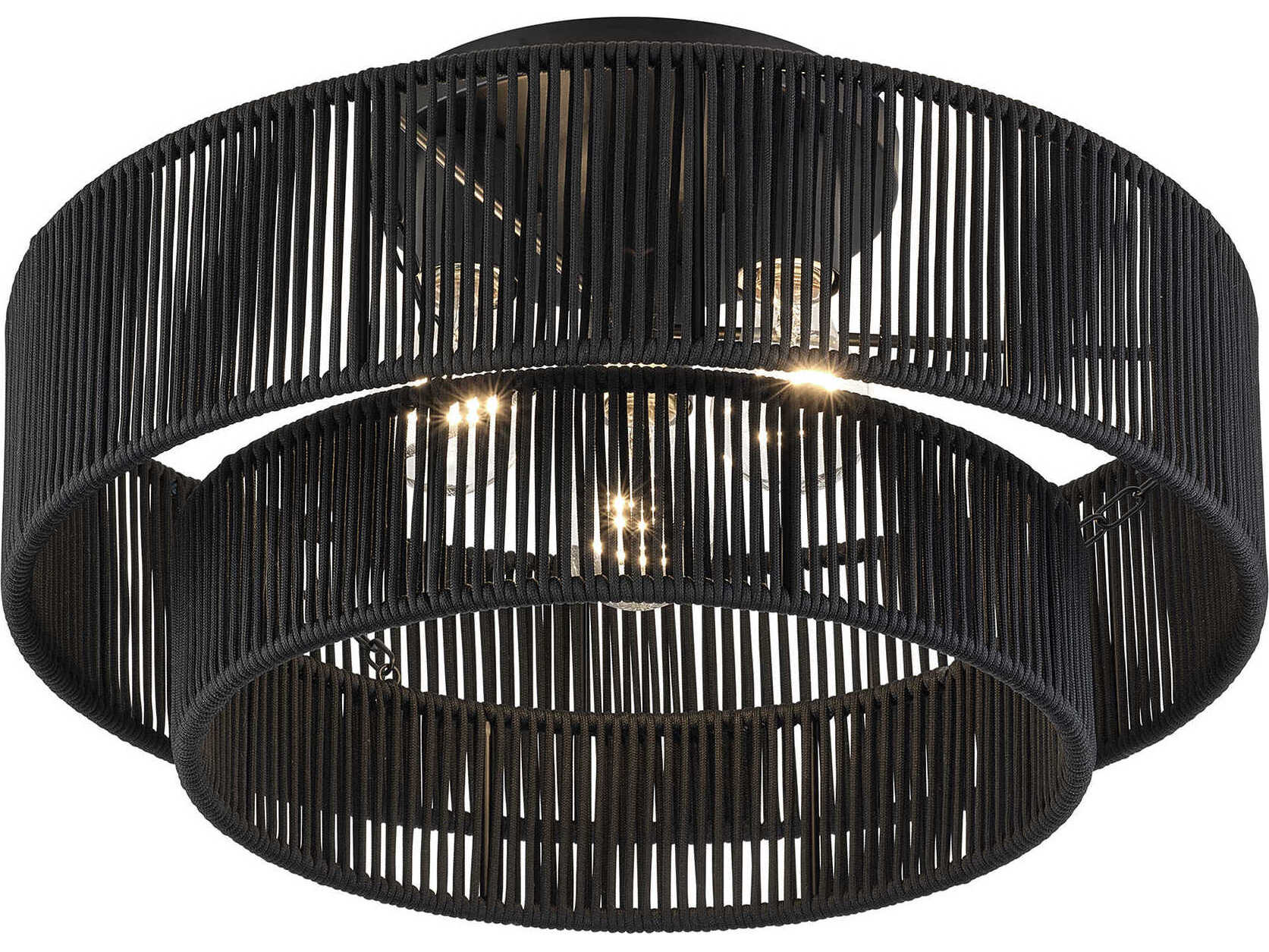 Livex Lighting Acordia 3-Light Black Round Semi Flush Mount