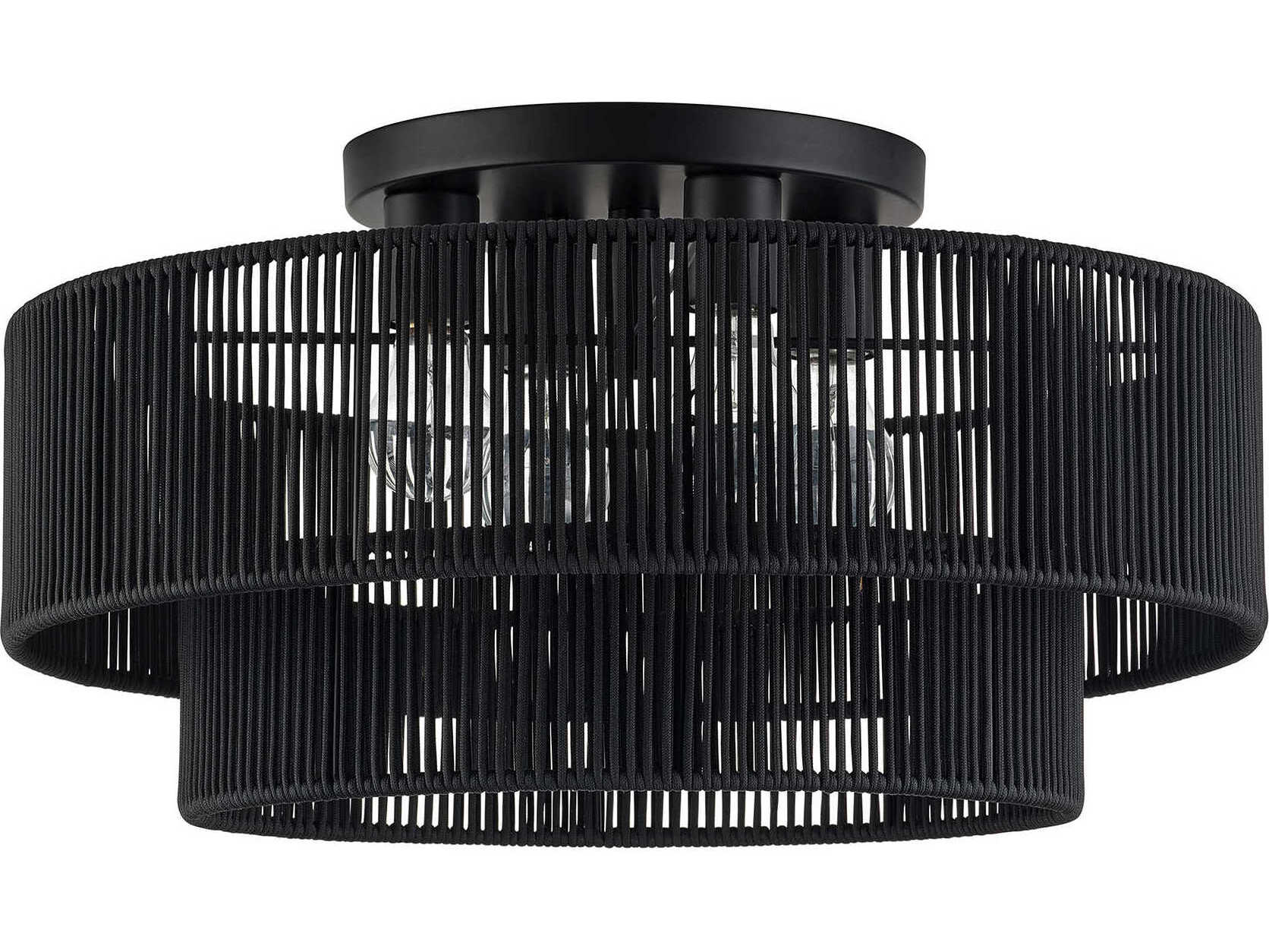 Livex Lighting Acordia 4-Light Black Round Semi Flush Mount