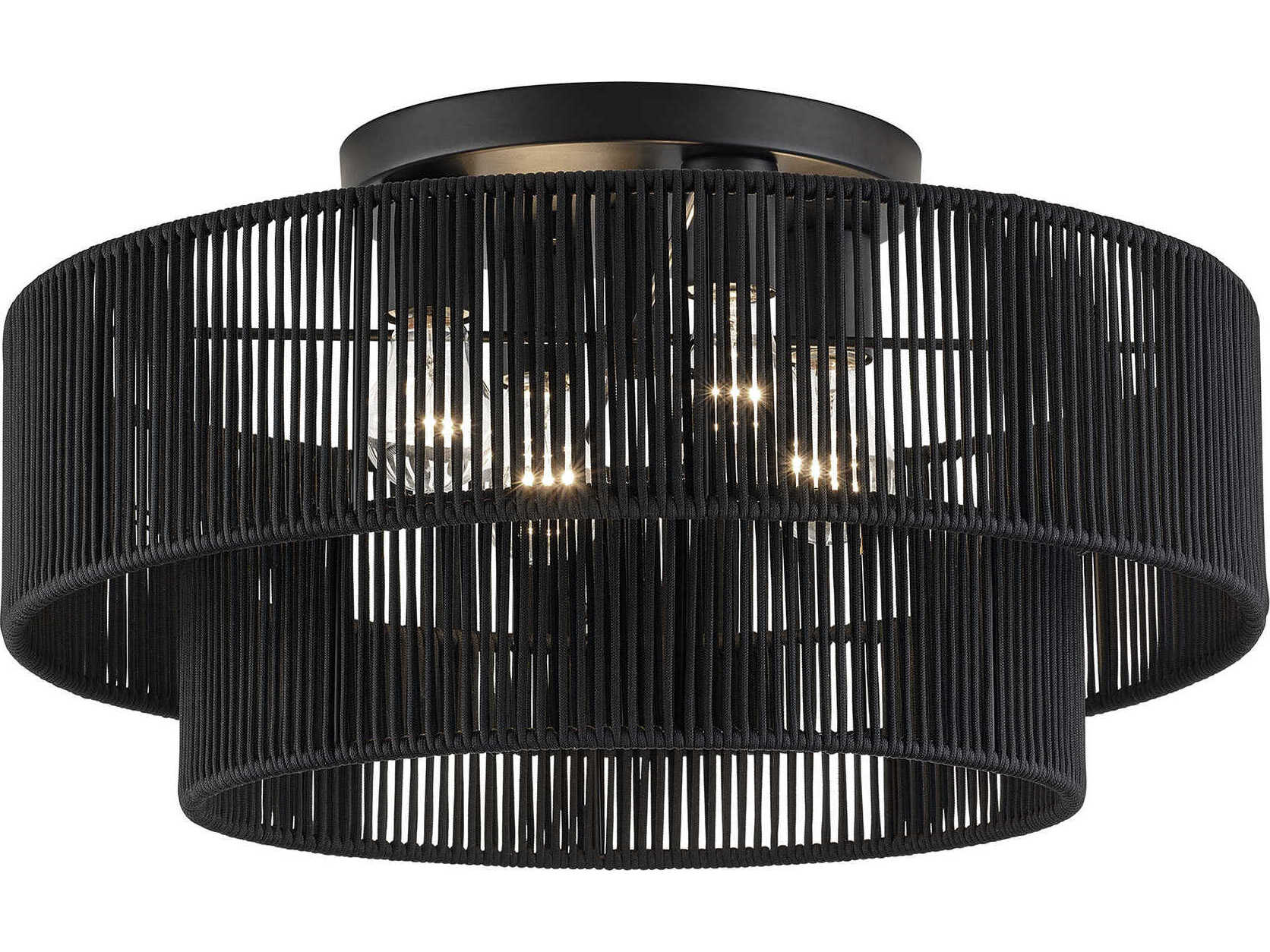 Livex Lighting Acordia 4-Light Black Round Semi Flush Mount