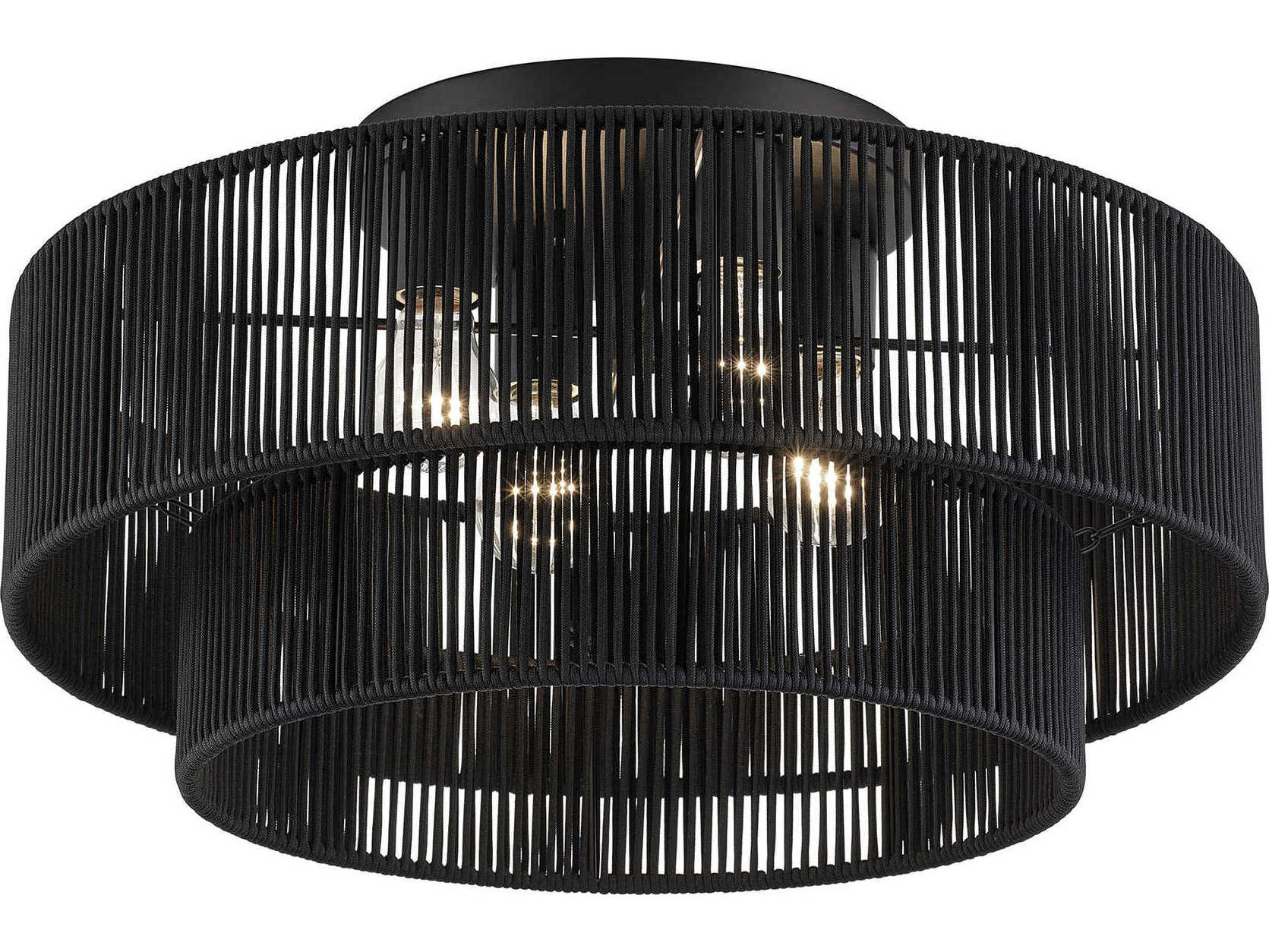 Livex Lighting Acordia 4-Light Black Round Semi Flush Mount