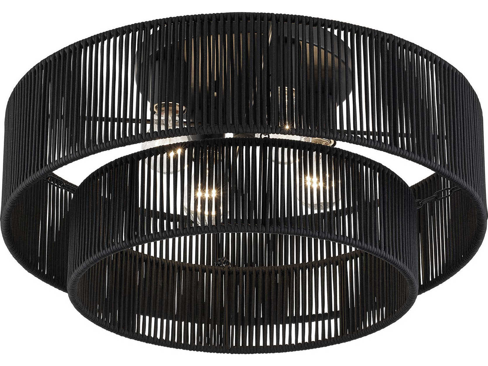 Livex Lighting Acordia 4-Light Black Round Semi Flush Mount