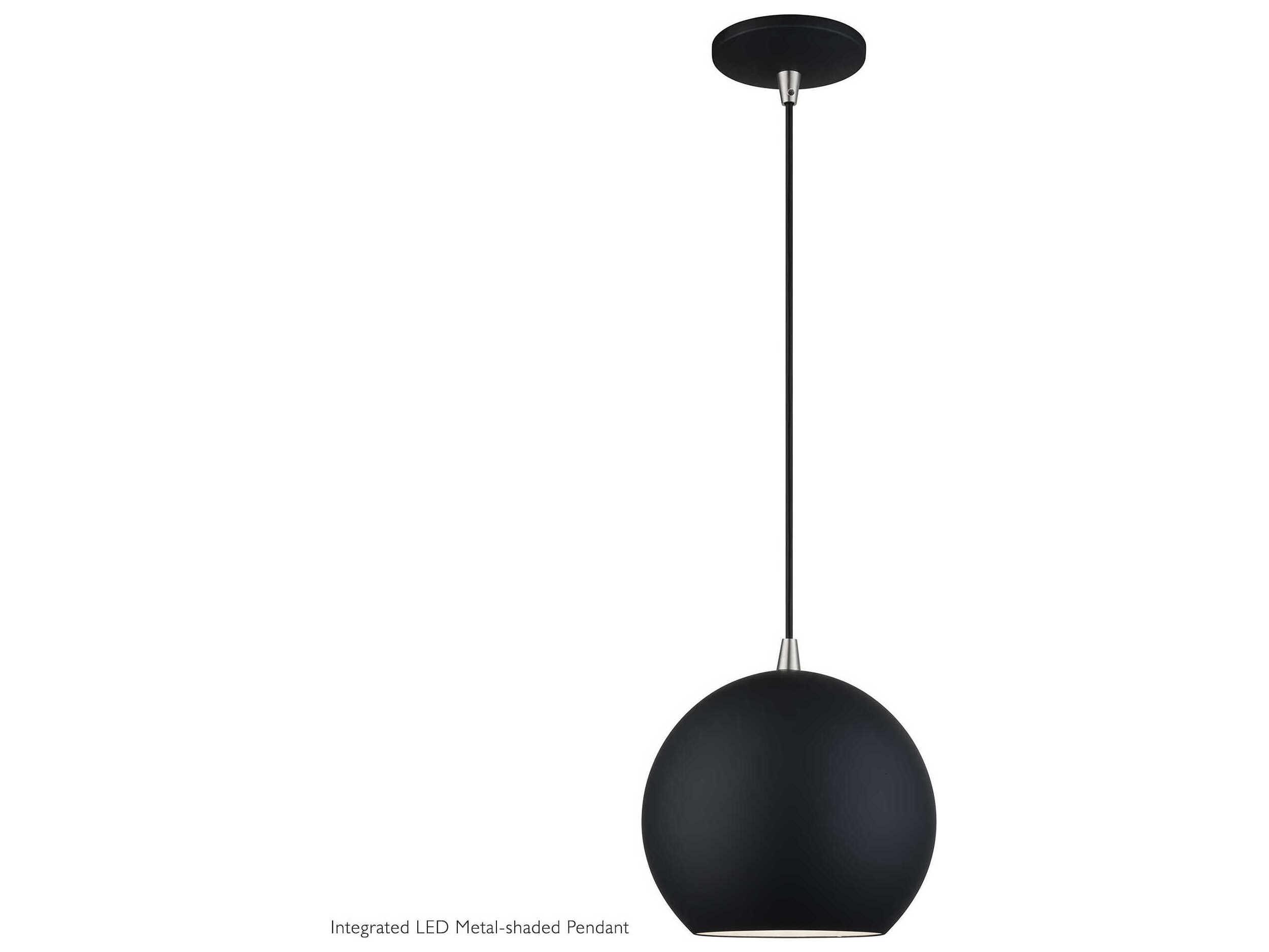 Livex Lighting Kuppola Black With Brushed Nickel Accents Globe Mini Pendant