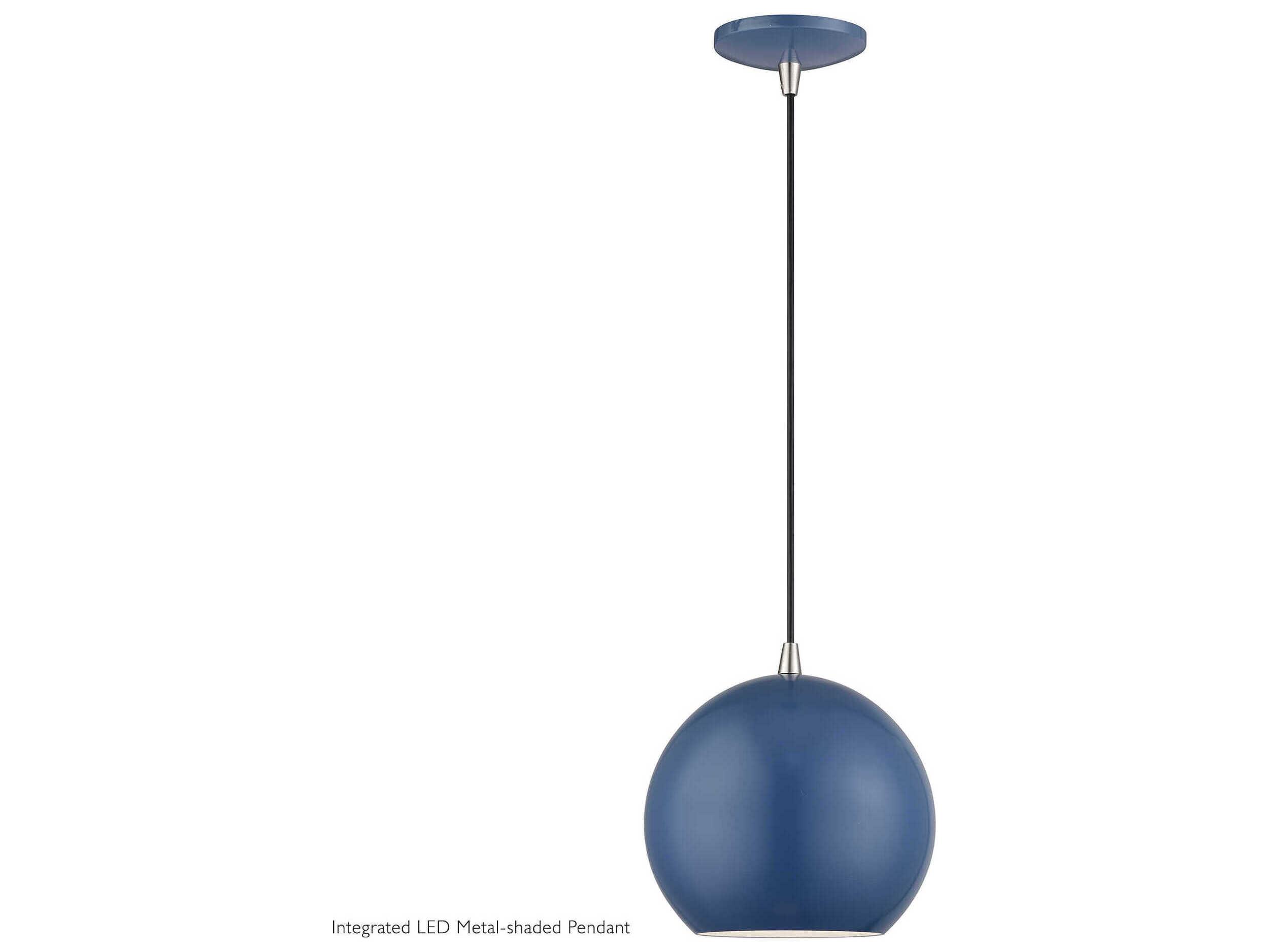 Livex Lighting Kuppola Ocean Blue With Brushed Nickel Accents Globe Mini Pendant