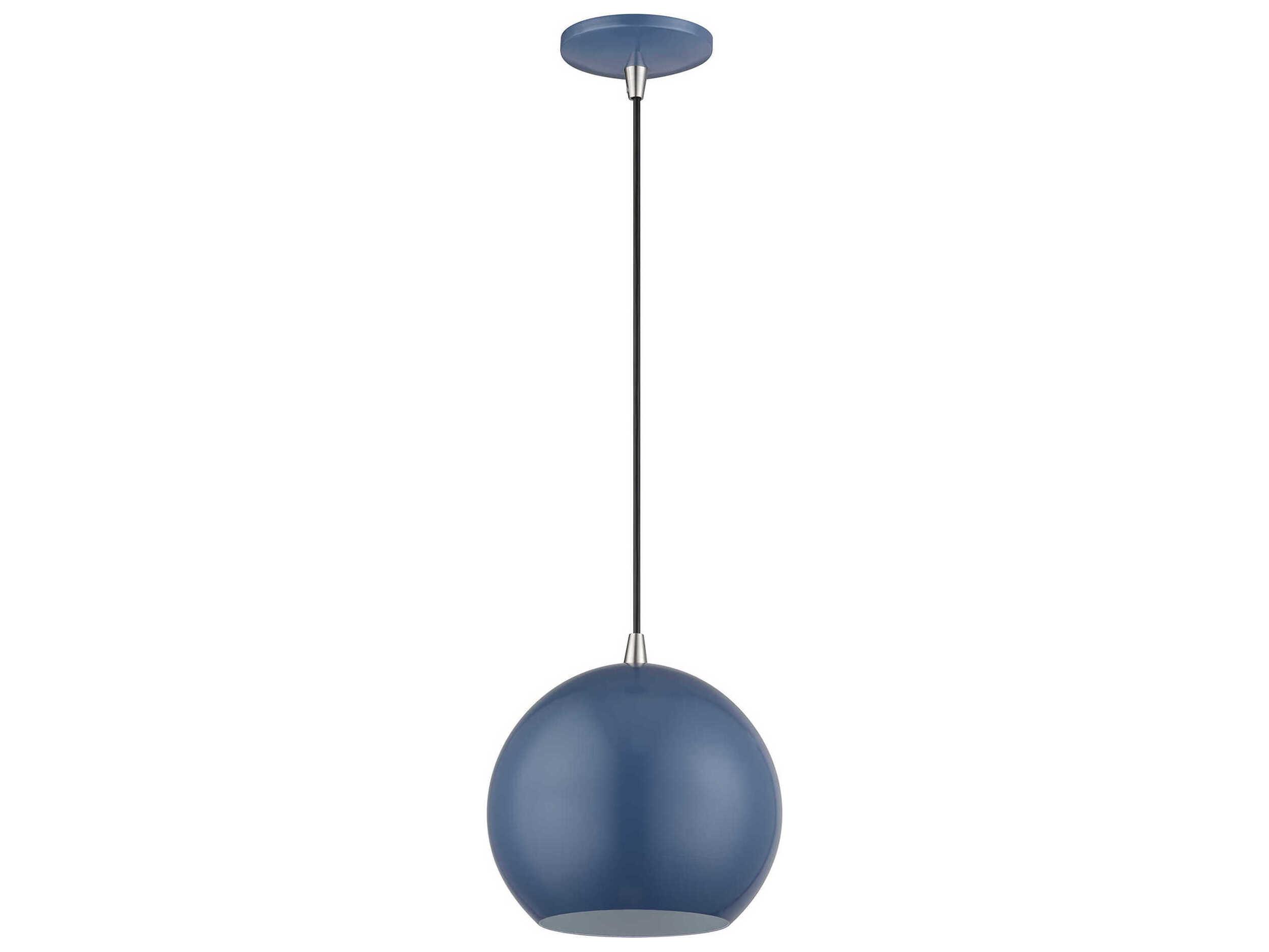 Livex Lighting Kuppola Ocean Blue With Brushed Nickel Accents Globe Mini Pendant