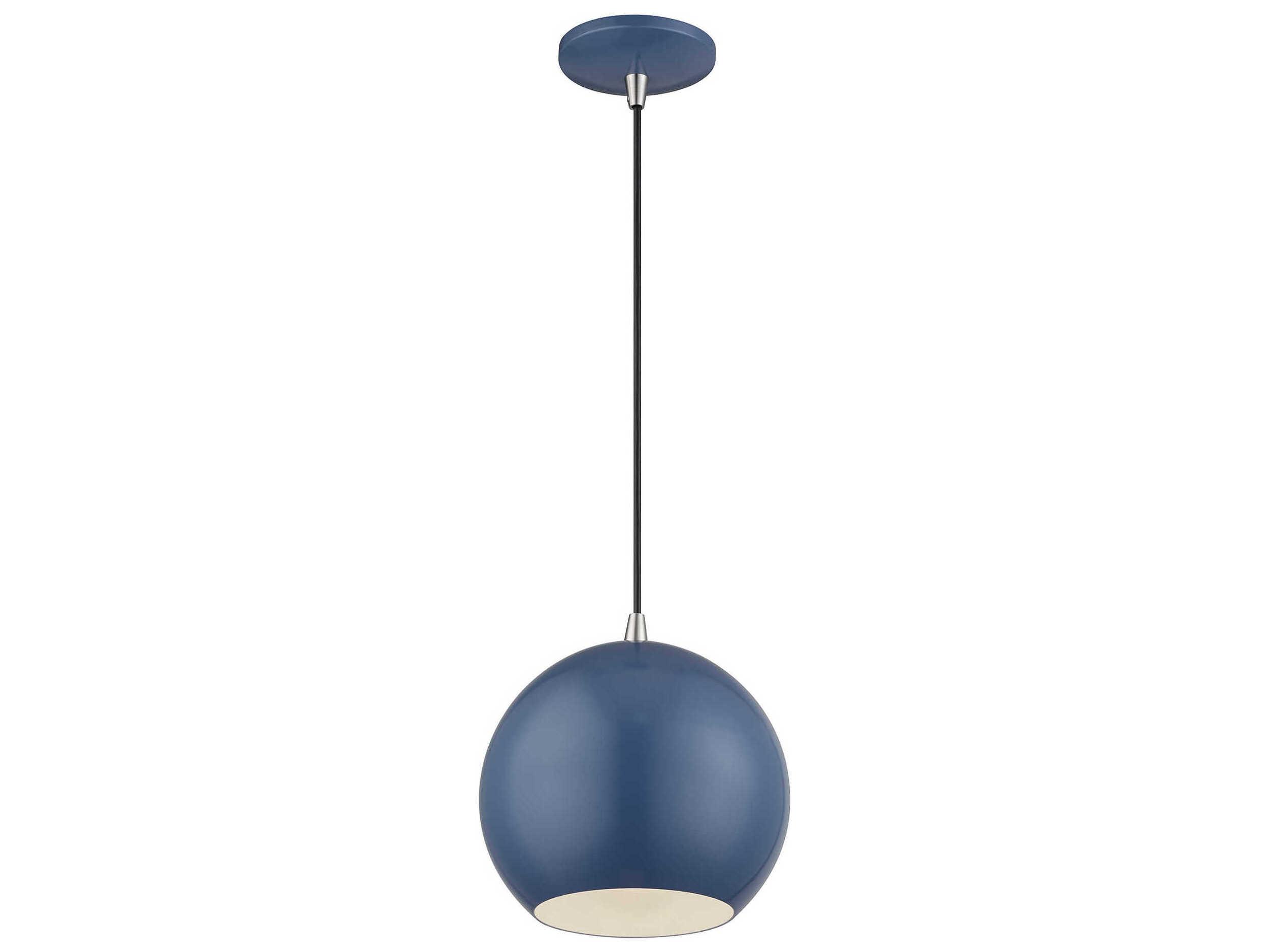 Livex Lighting Kuppola Ocean Blue With Brushed Nickel Accents Globe Mini Pendant