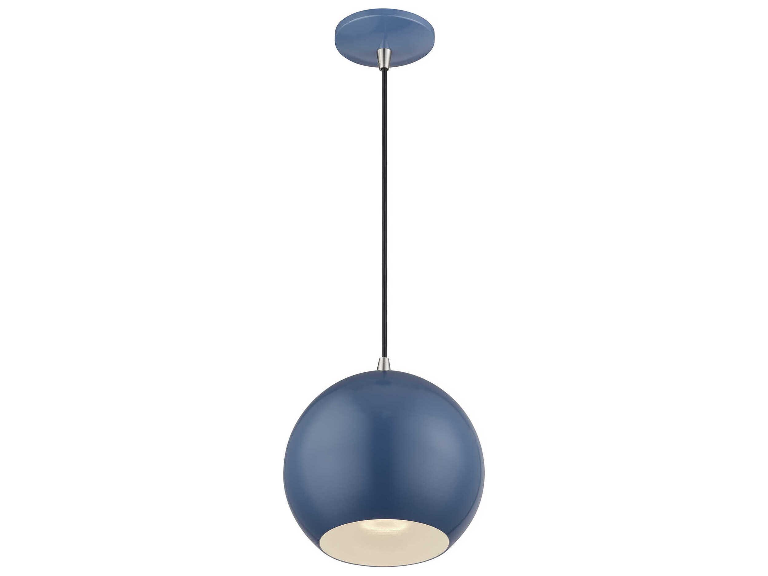 Livex Lighting Kuppola Ocean Blue With Brushed Nickel Accents Globe Mini Pendant