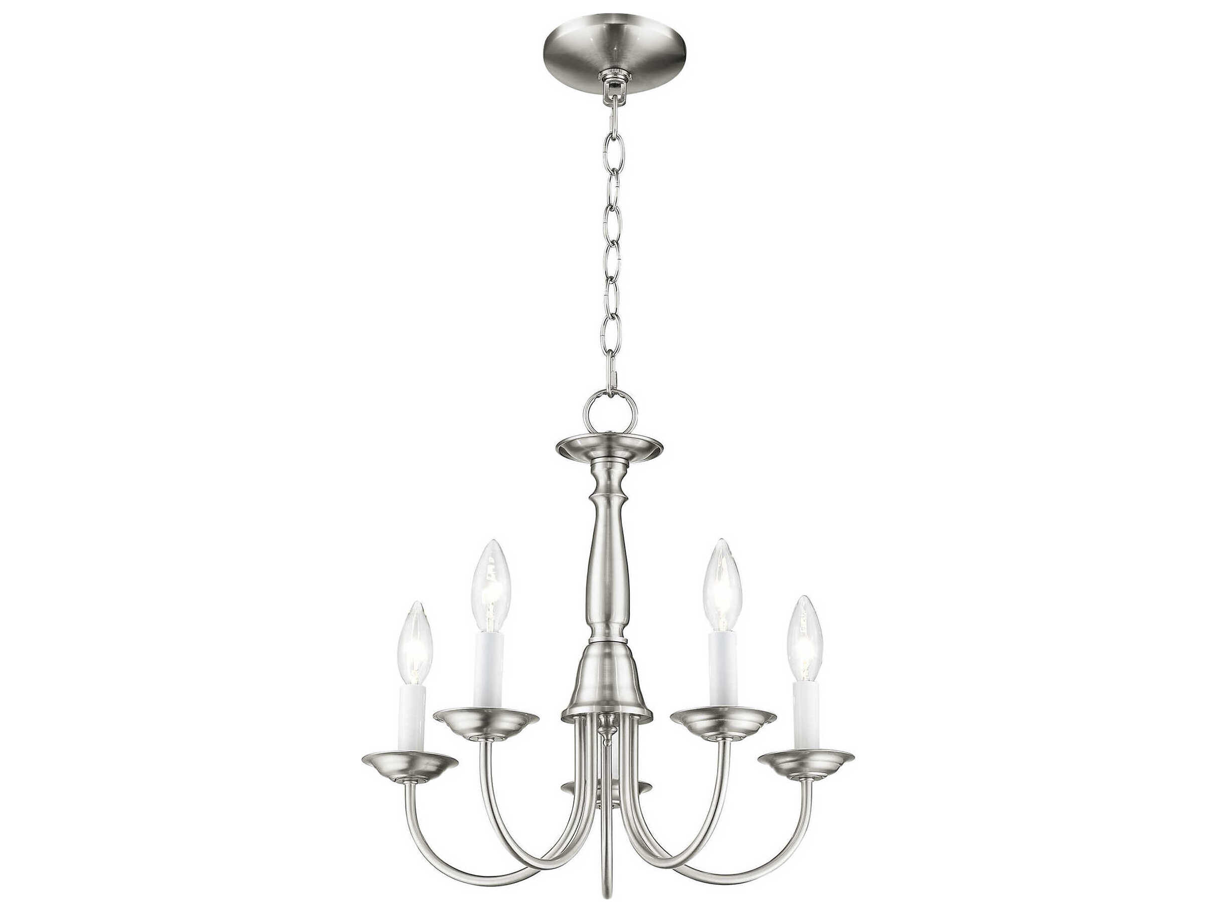 Livex Lighting Home Basics 5-Light Brushed Nickel Candelabra Chandelier