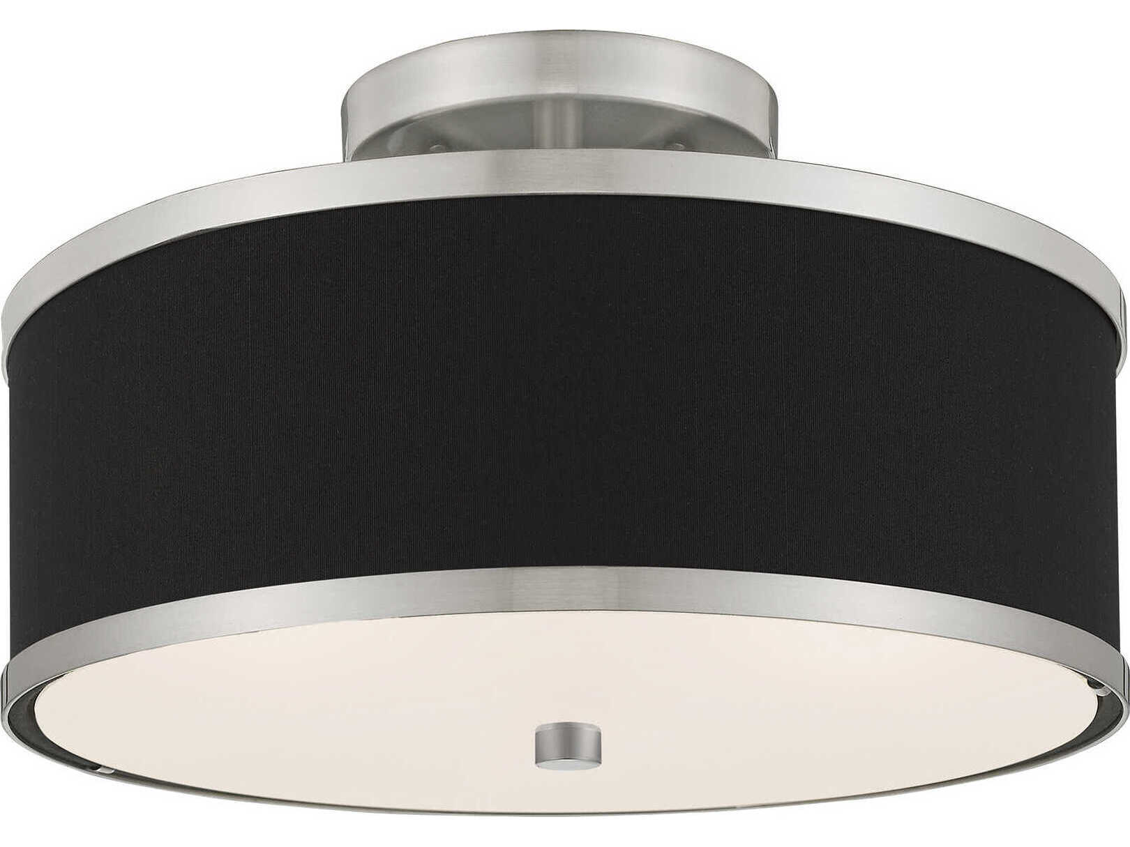 Livex Lighting Park Ridge 2-Light Brushed Nickel Drum Semi Flush Mount