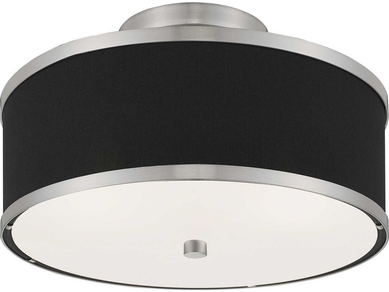 Livex Lighting Park Ridge 2-Light Brushed Nickel Drum Semi Flush Mount