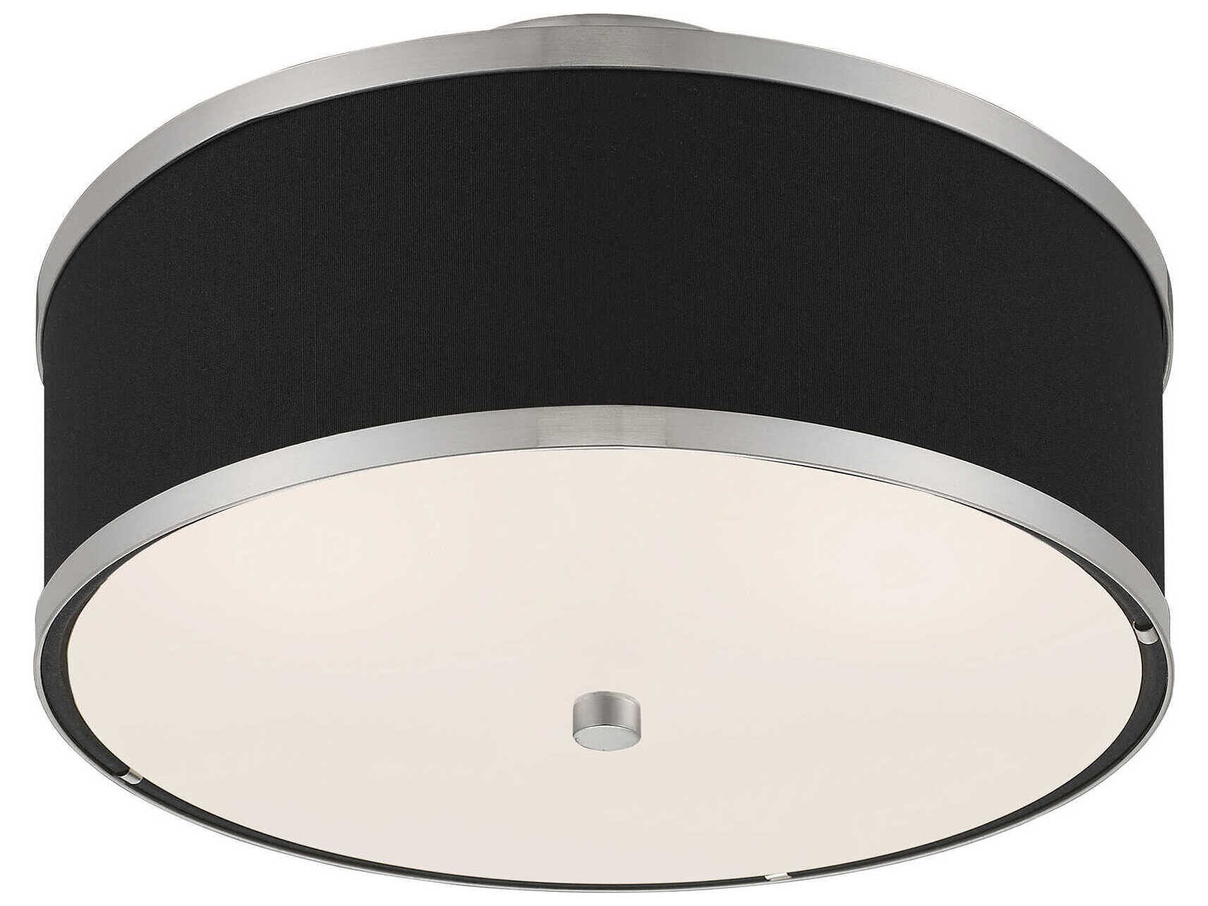 Livex Lighting Park Ridge 2-Light Brushed Nickel Drum Semi Flush Mount