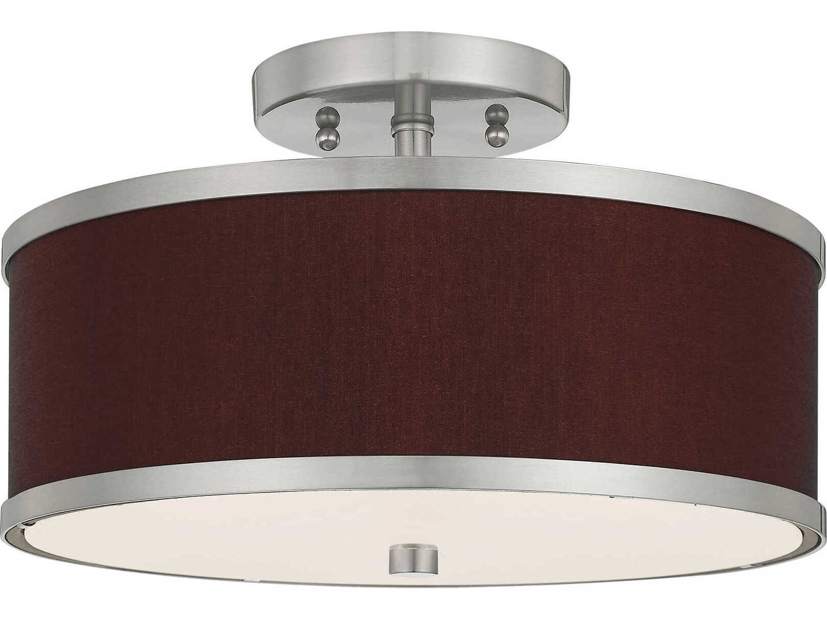 Livex Lighting Park Ridge 2-Light Brushed Nickel Drum Semi Flush Mount