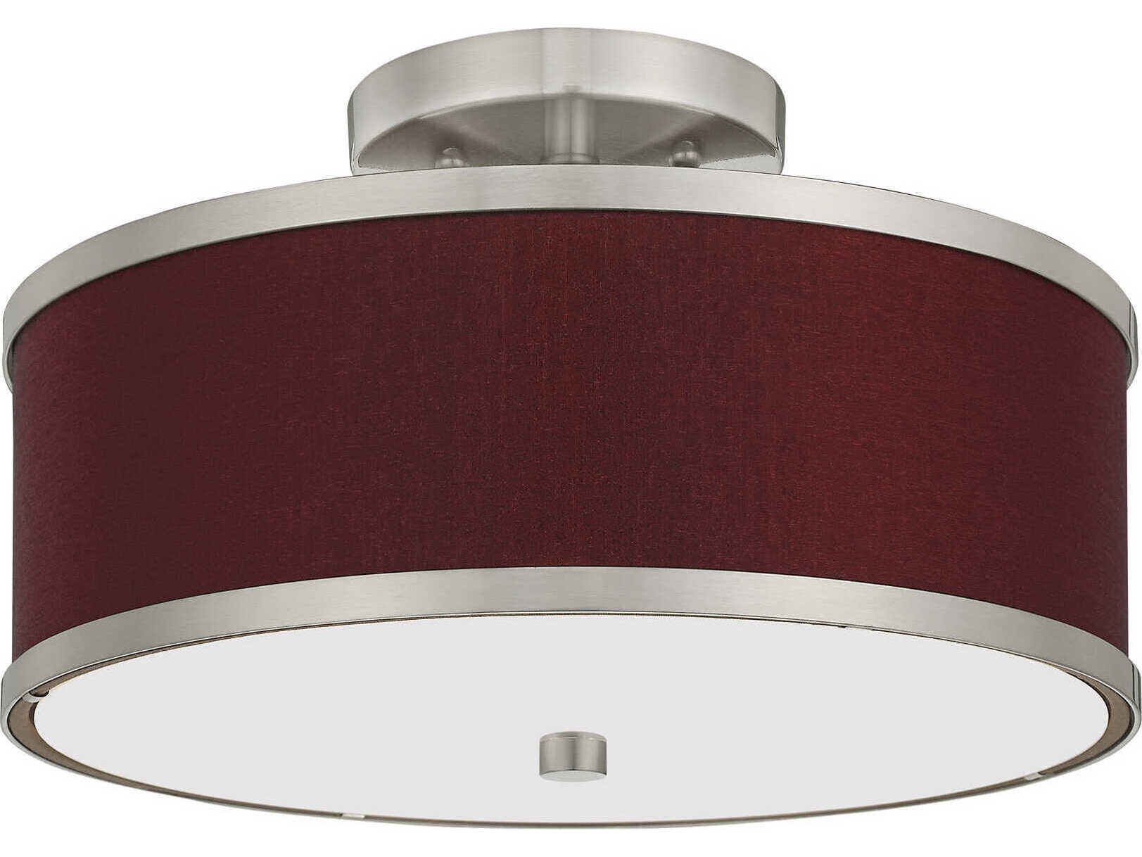 Livex Lighting Park Ridge 2-Light Brushed Nickel Drum Semi Flush Mount