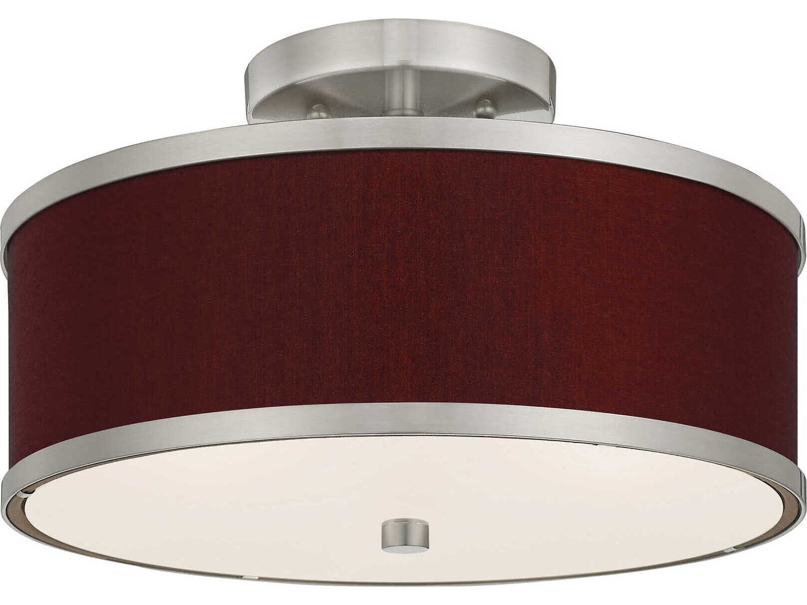Livex Lighting Park Ridge 2-Light Brushed Nickel Drum Semi Flush Mount