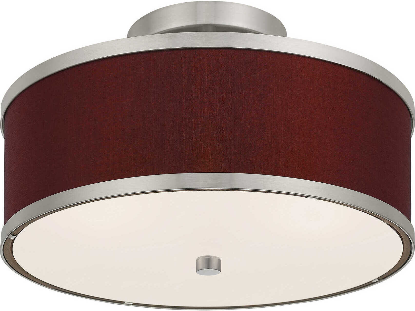 Livex Lighting Park Ridge 2-Light Brushed Nickel Drum Semi Flush Mount