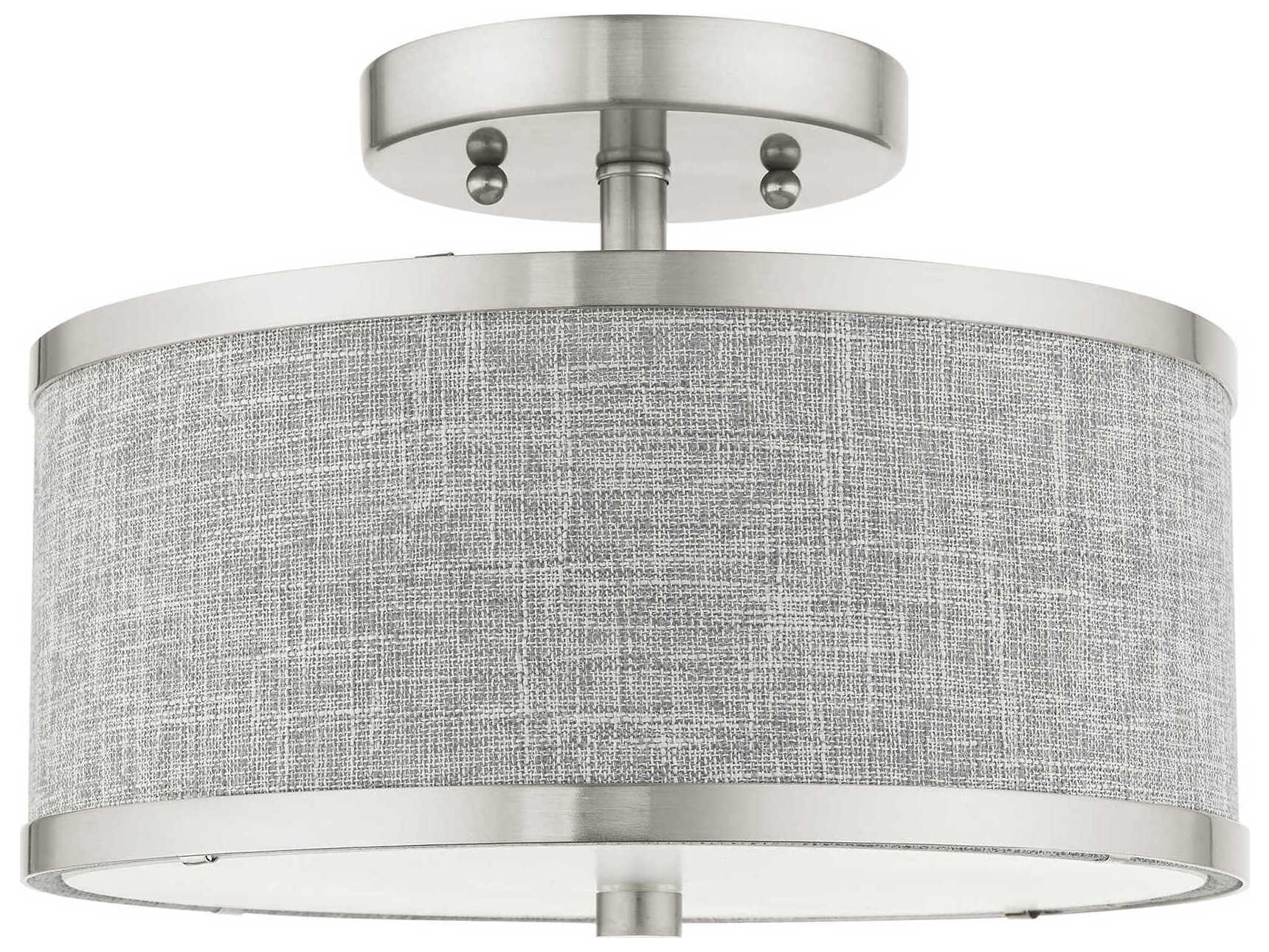 Livex Lighting Park Ridge 2-Light Brushed Nickel Drum Semi Flush Mount