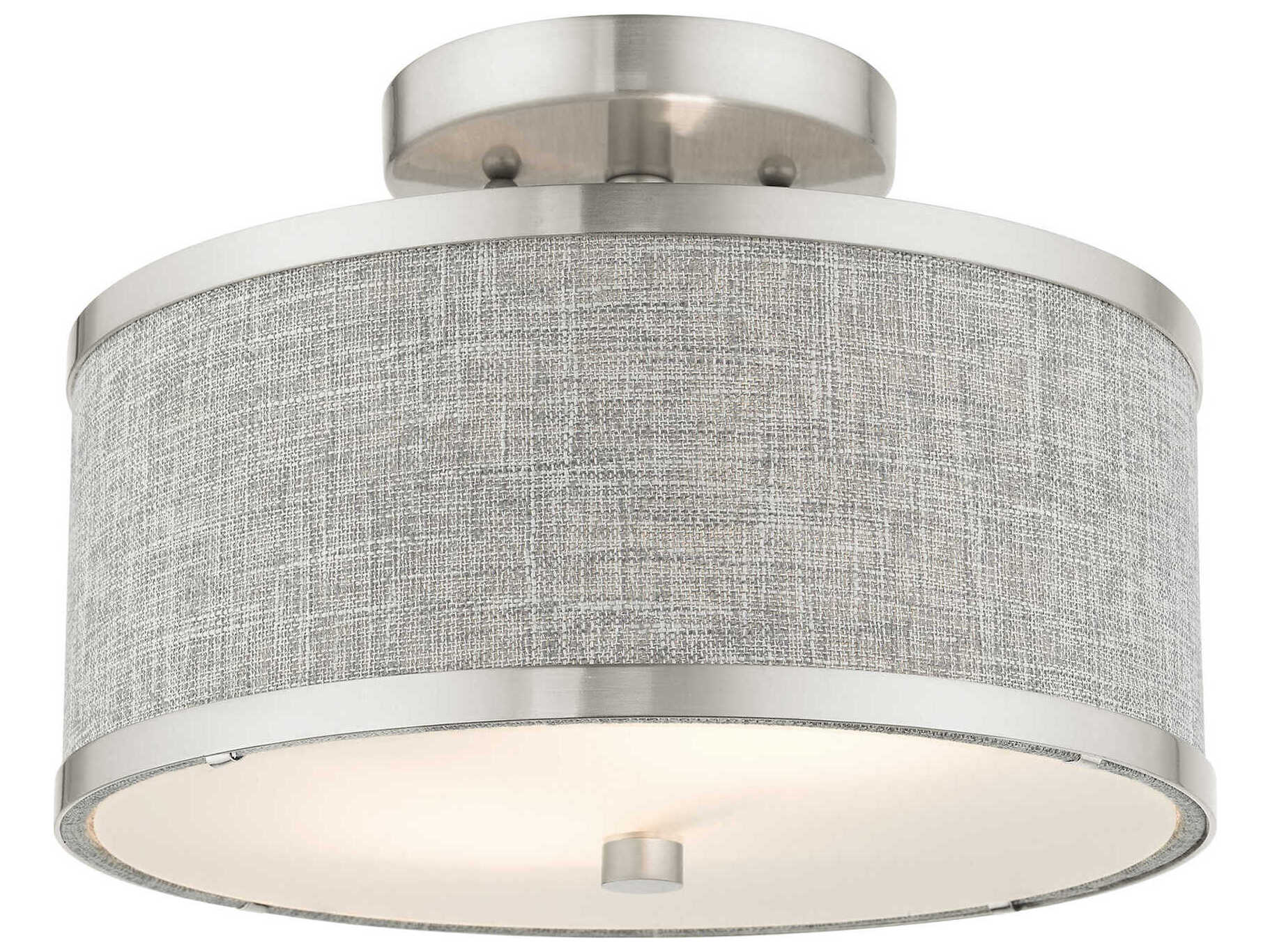 Livex Lighting Park Ridge 2-Light Brushed Nickel Drum Semi Flush Mount