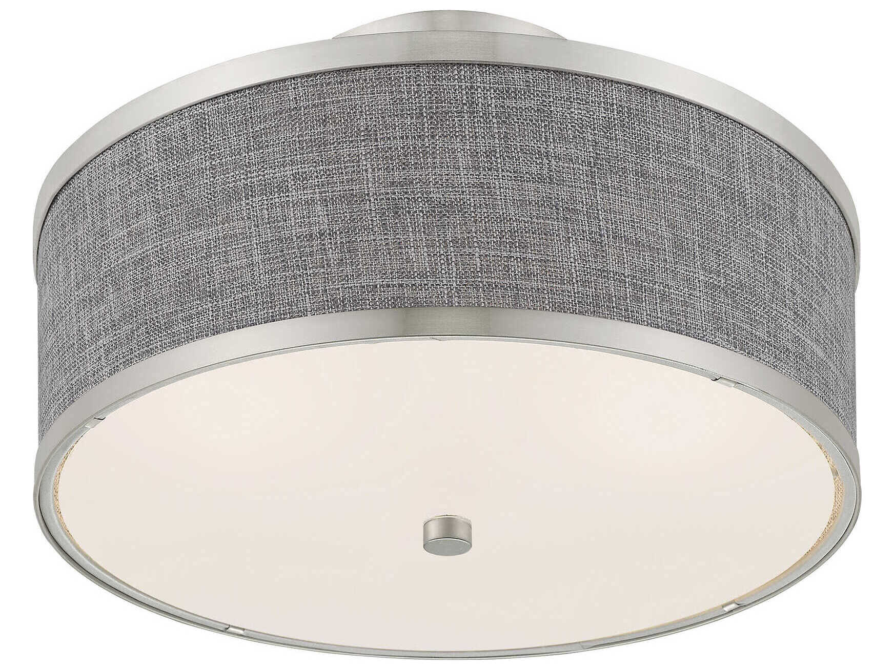 Livex Lighting Park Ridge 2-Light Brushed Nickel Drum Semi Flush Mount