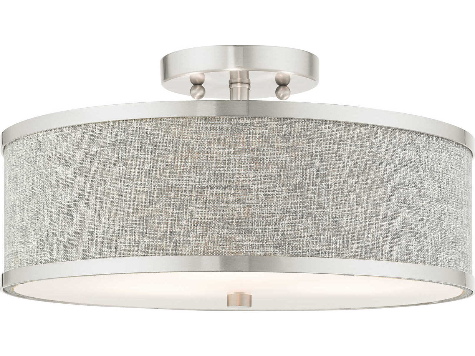 Livex Lighting Park Ridge 3-Light Brushed Nickel Drum Semi Flush Mount