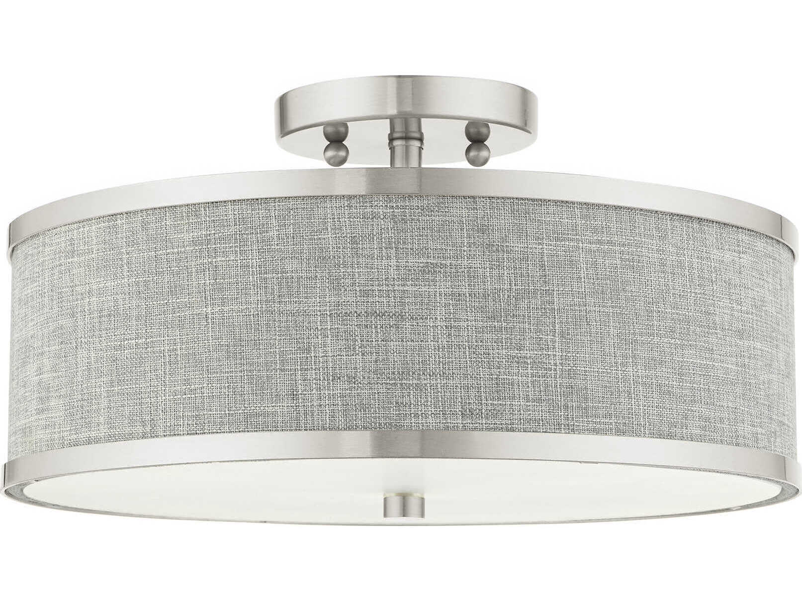 Livex Lighting Park Ridge 3-Light Brushed Nickel Drum Semi Flush Mount
