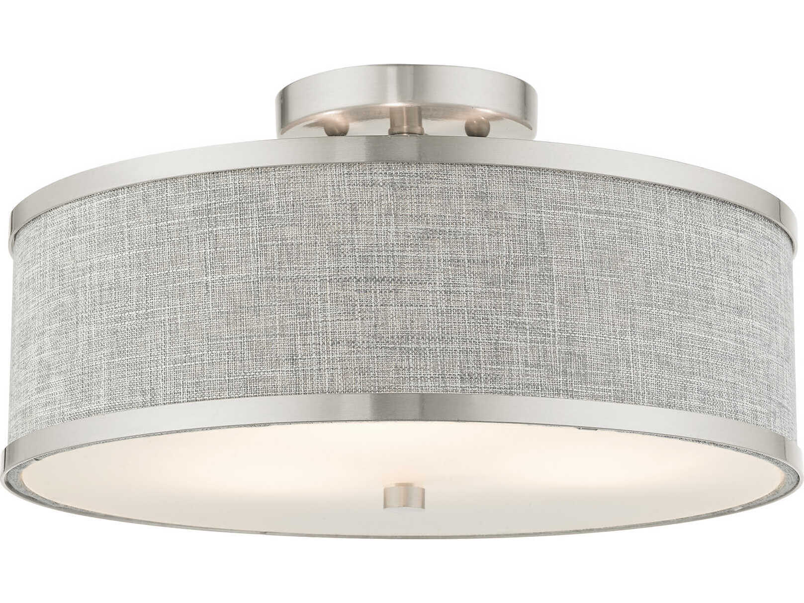 Livex Lighting Park Ridge 3-Light Brushed Nickel Drum Semi Flush Mount