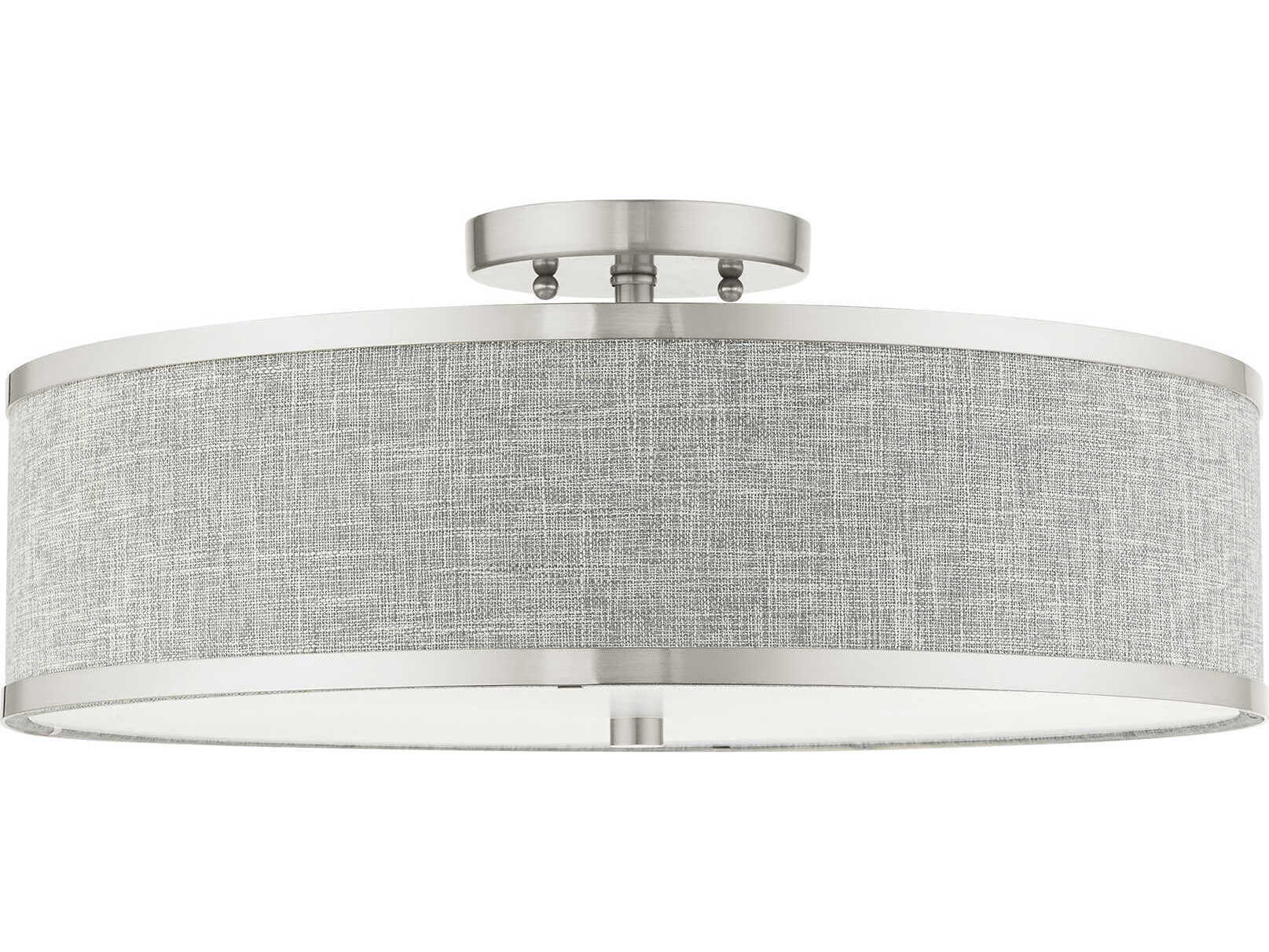 Livex Lighting Park Ridge 3-Light Brushed Nickel Drum Semi Flush Mount