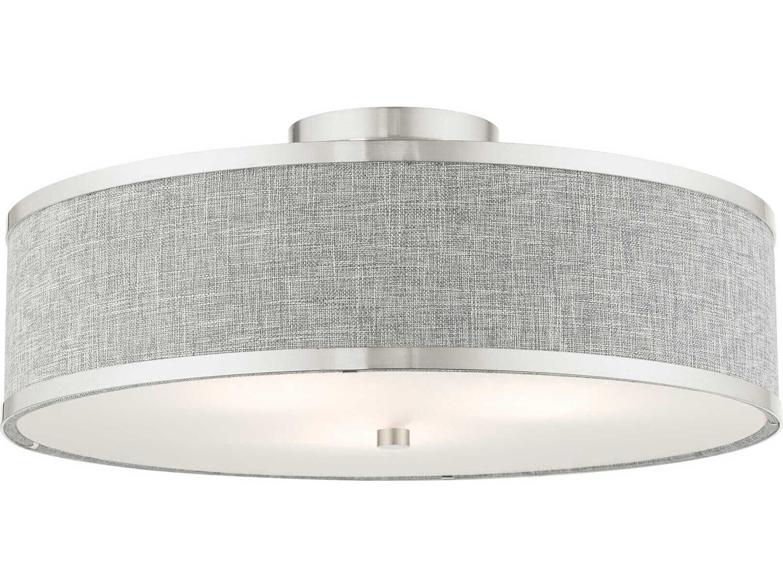 Livex Lighting Park Ridge 3-Light Brushed Nickel Drum Semi Flush Mount
