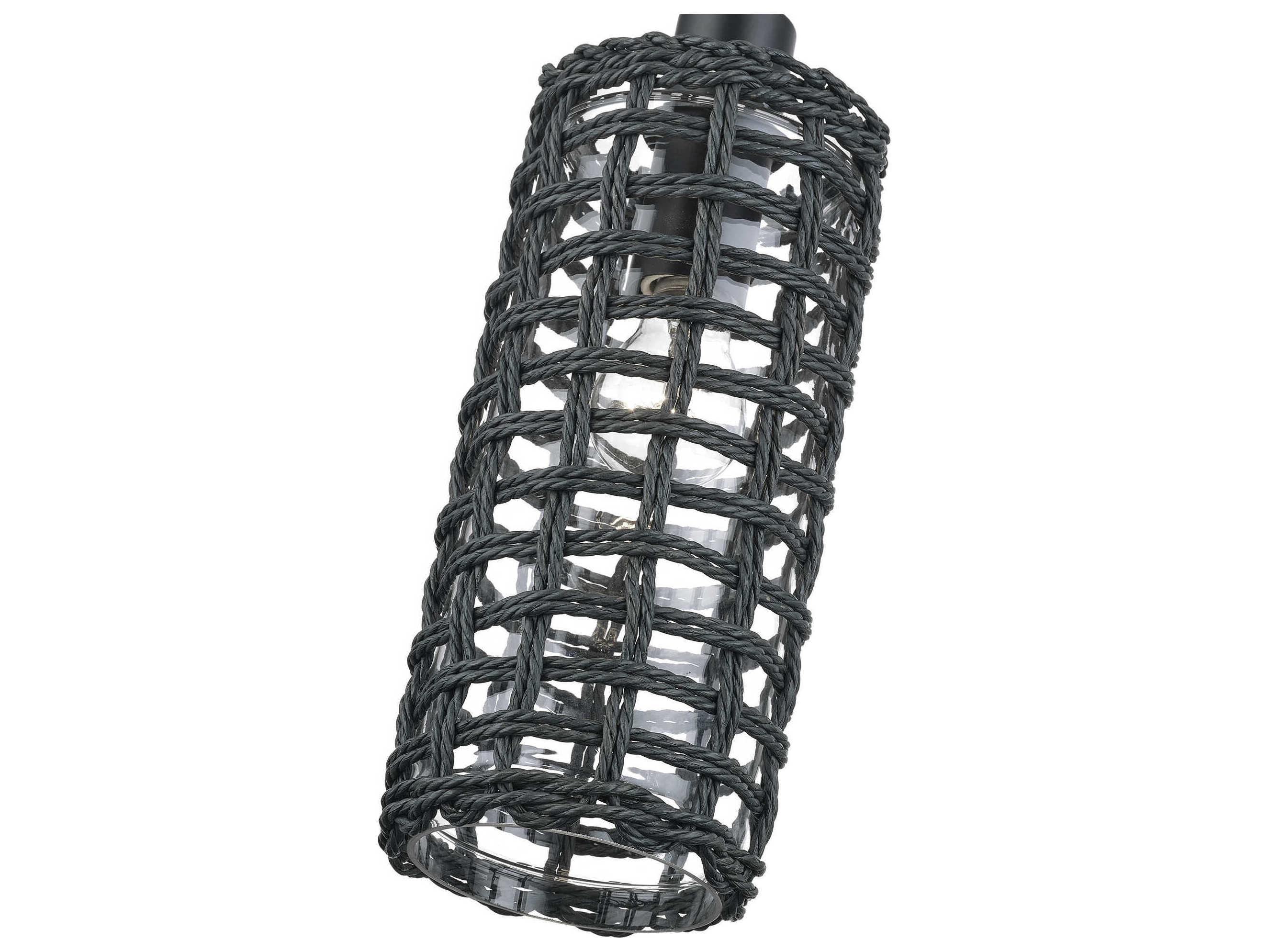 Livex Lighting Twinewell 1-Light Black Cylinder Mini Pendant