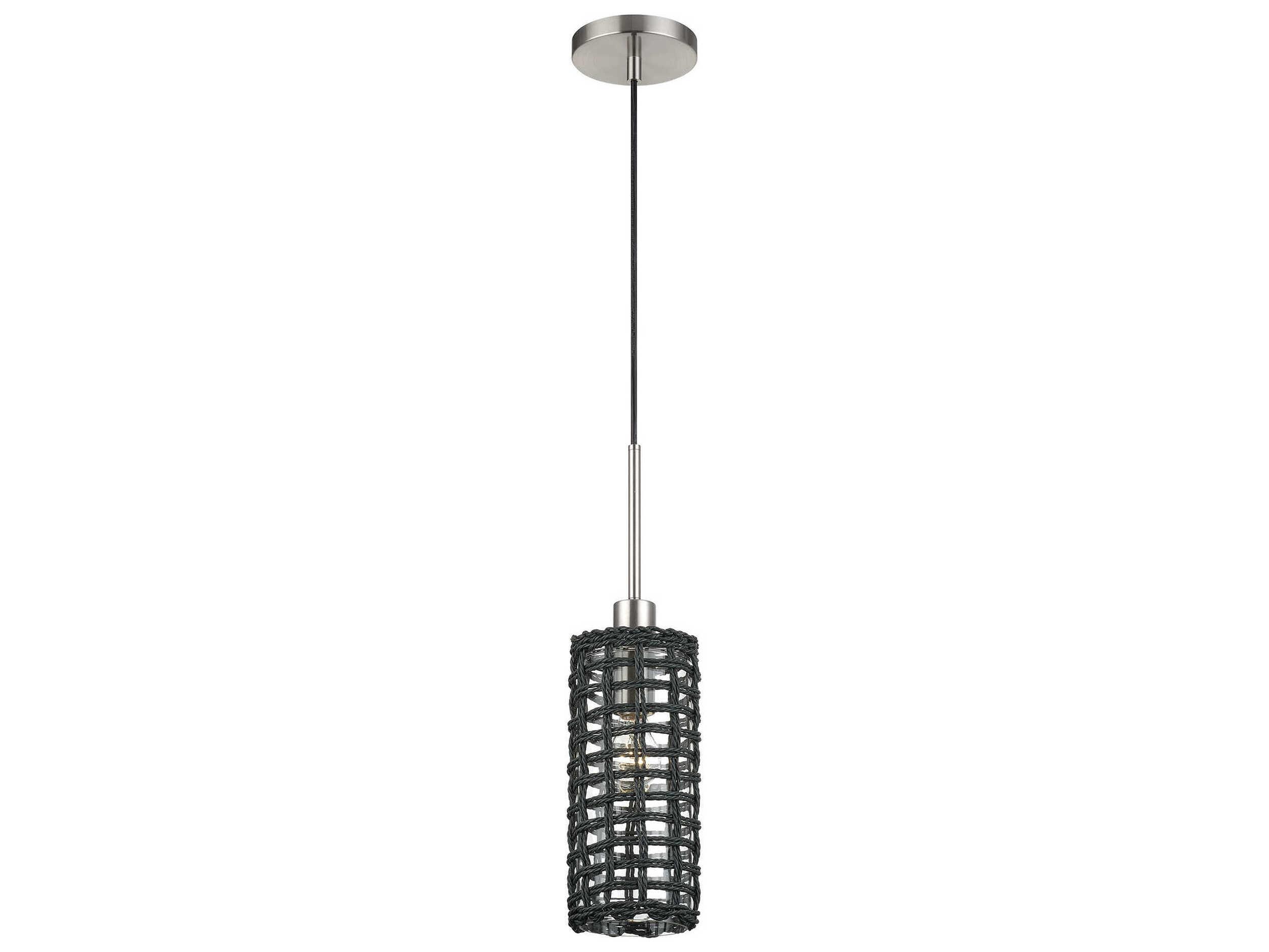 Livex Lighting Twinewell 1-Light Brushed Nickel Cylinder Mini Pendant