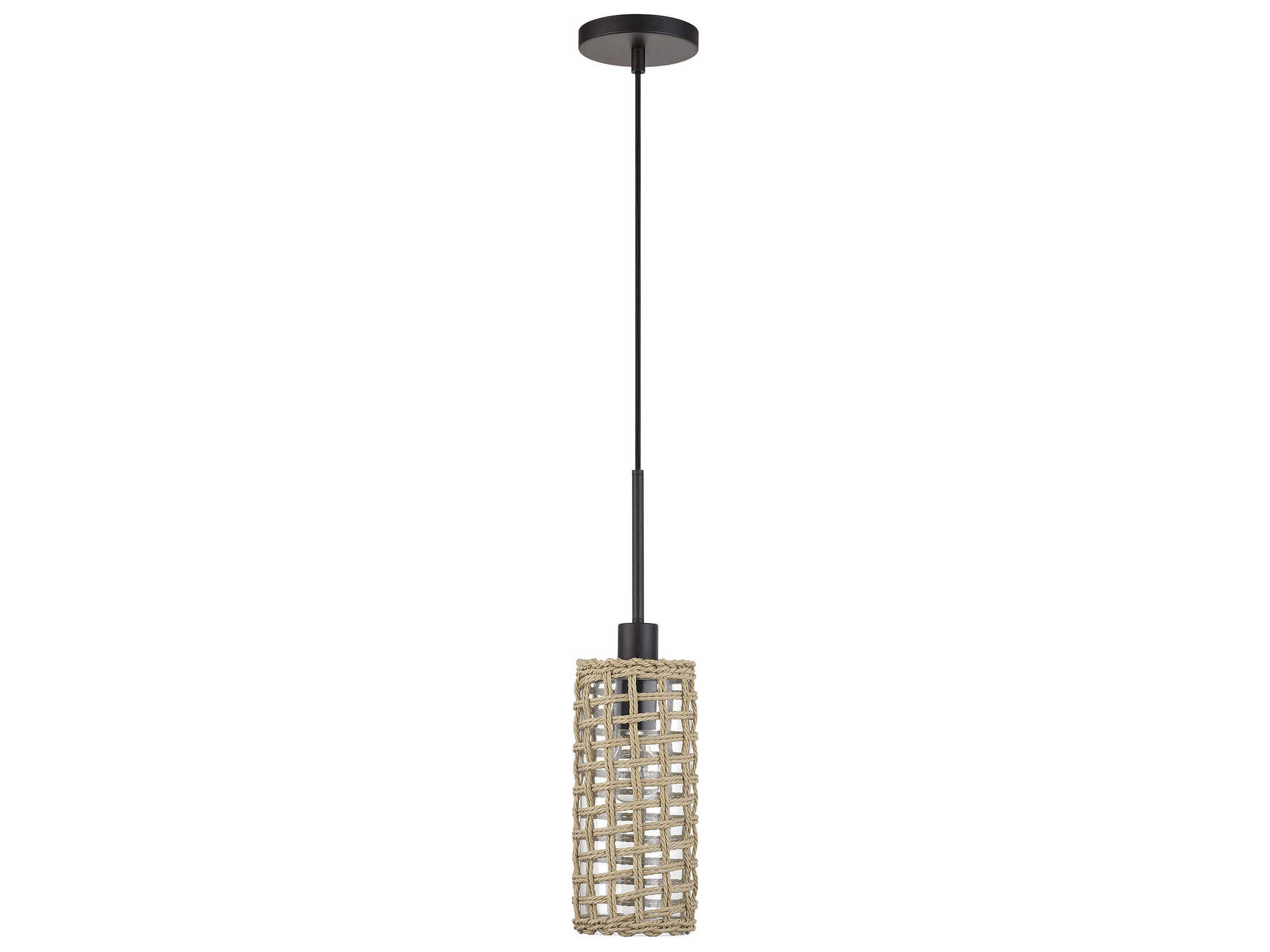 Livex Lighting Twinewell 1-Light Bronze Cylinder Mini Pendant