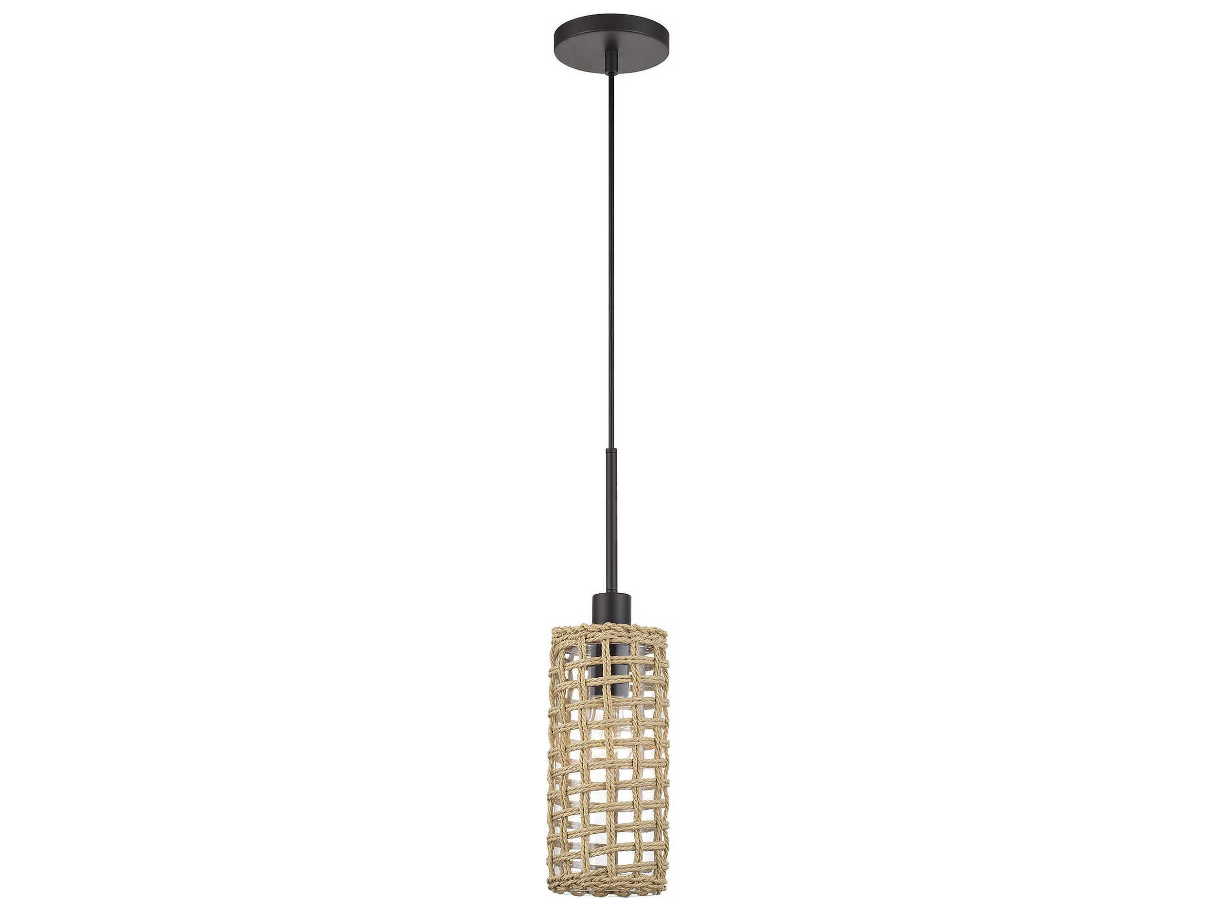 Livex Lighting Twinewell 1-Light Bronze Cylinder Mini Pendant