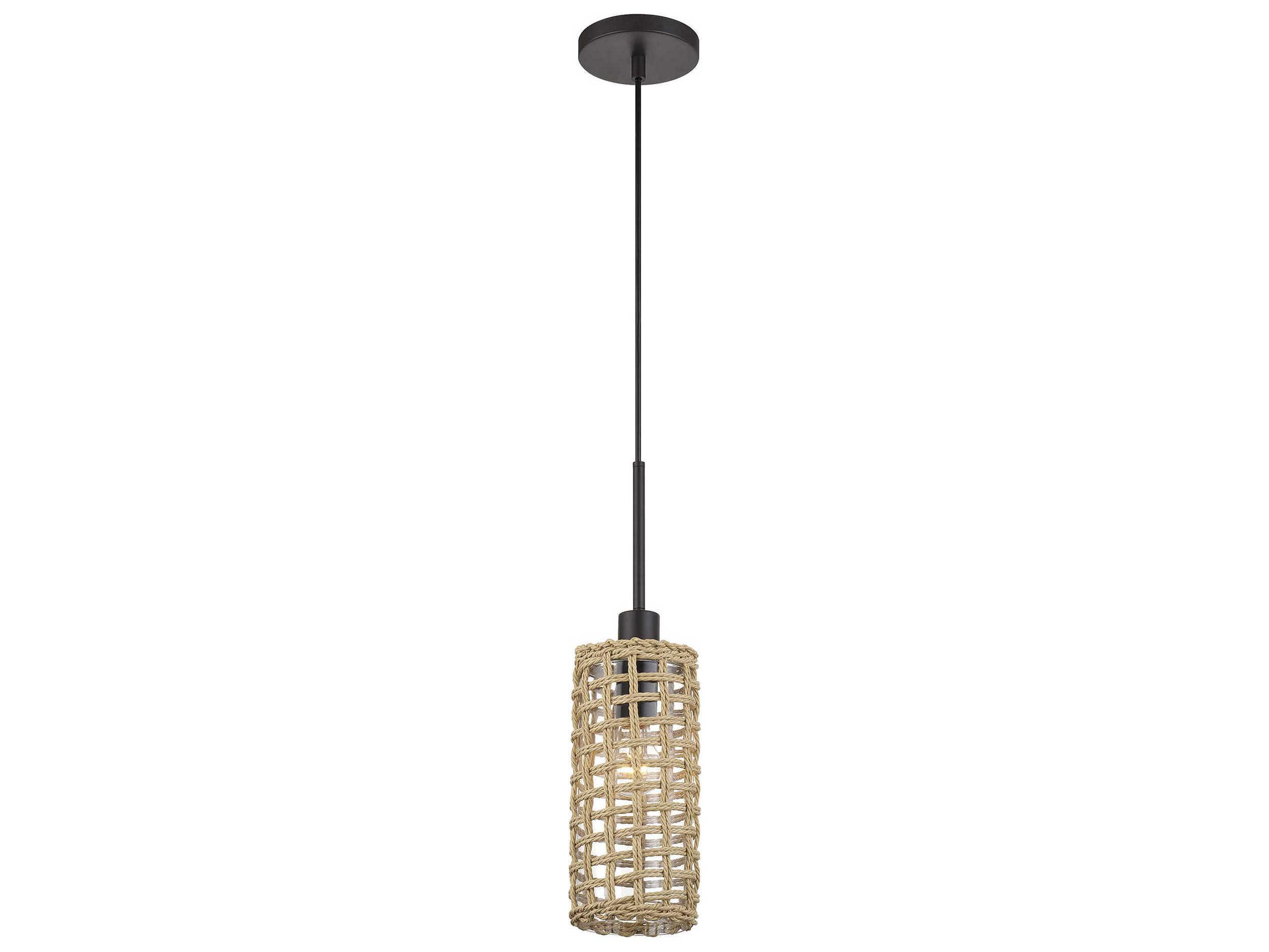 Livex Lighting Twinewell 1-Light Bronze Cylinder Mini Pendant
