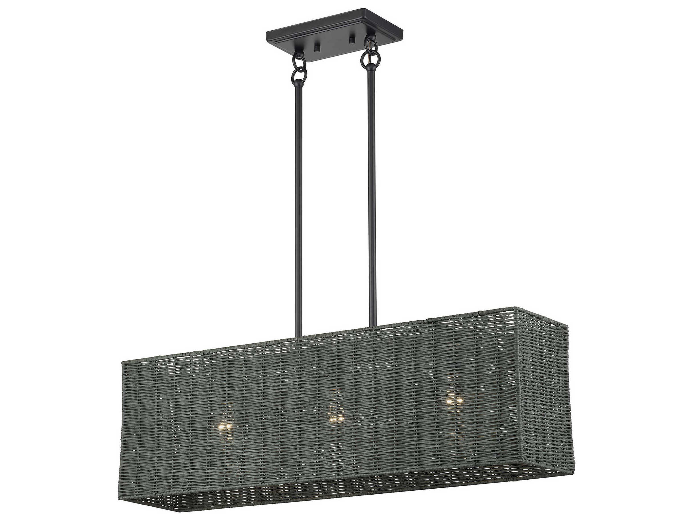 Livex Lighting Weavington 3-Light Black Linear Island Pendant